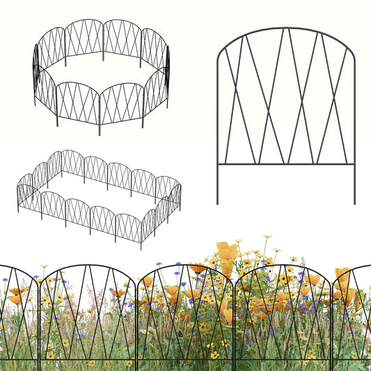 10 Pack Decorative Garden Fence 10.3 ft (L) x 15.9 in (H) Small Fence Animal Barrier Arched Rustproof Garden Fence Border Rabbit Metal Flower Bed Fencing for Yard Patio Outdoor Landscape