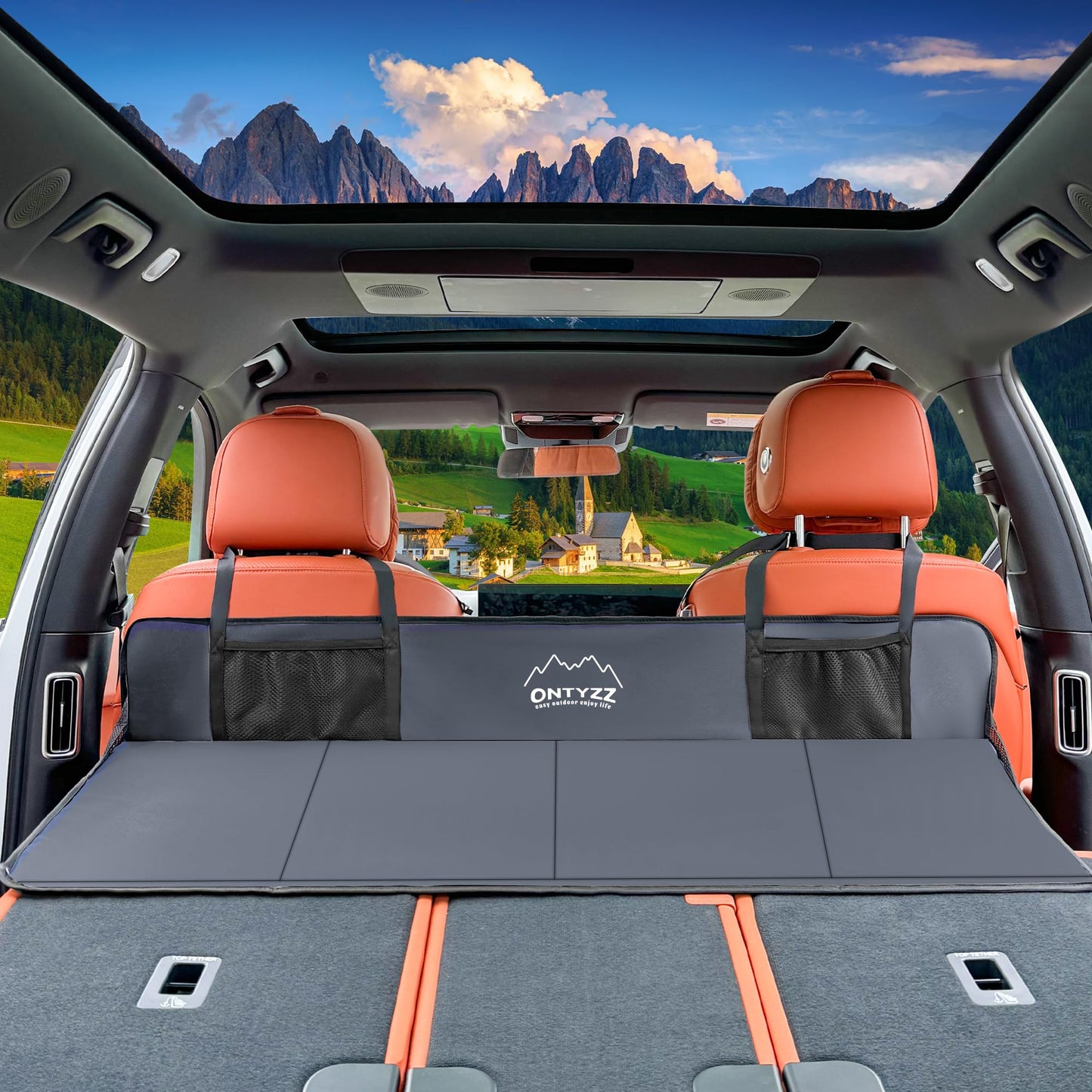 ONTYZZ Car Rear Seat Mattress Extension Plate Foldable Portable Mattress for Sleeping Car Back Seat Extender Increase Trunk and Car Bed Camping Space for Camping Car, Model3/Y/S