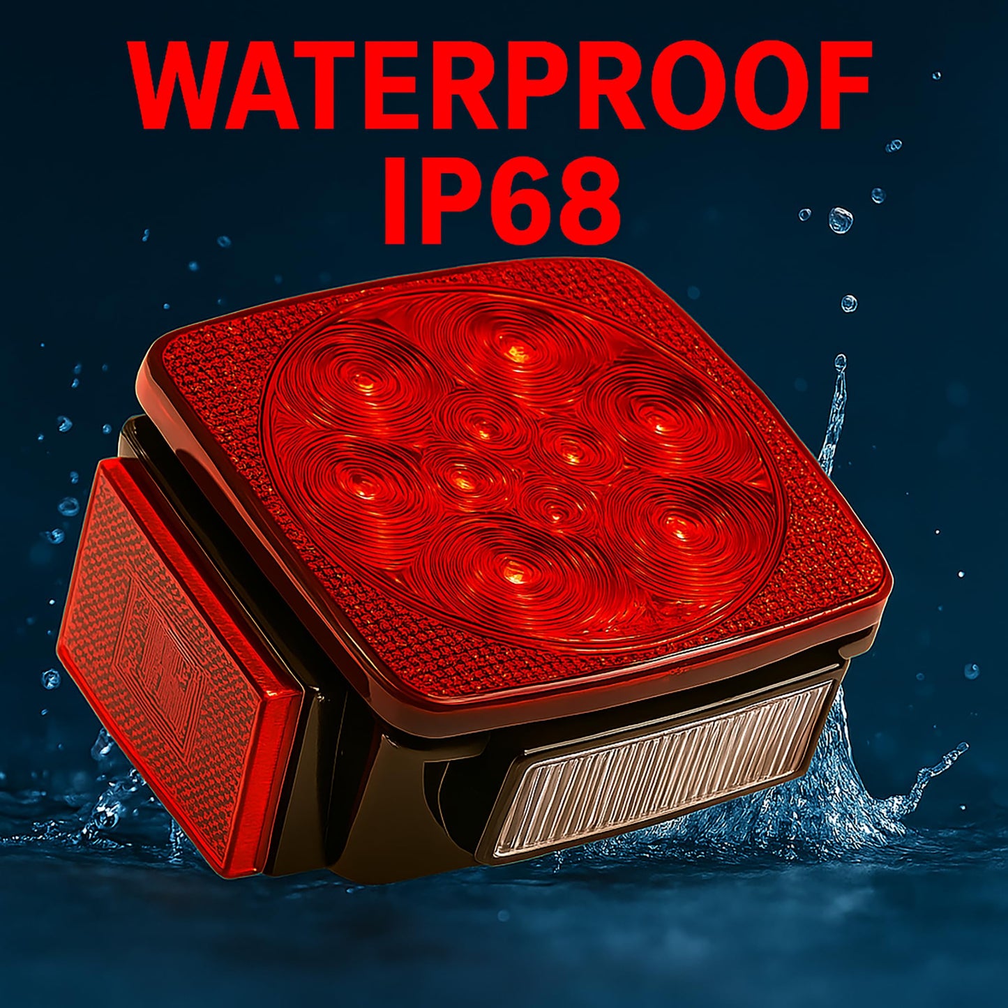 PEAKTOW Deluxe 12V LED Submersible Trailer Light Kit, Brake, Stop, Turn, Tail, License Plate Lights, IP68 Waterproof, DOT Compliant. PTL0108
