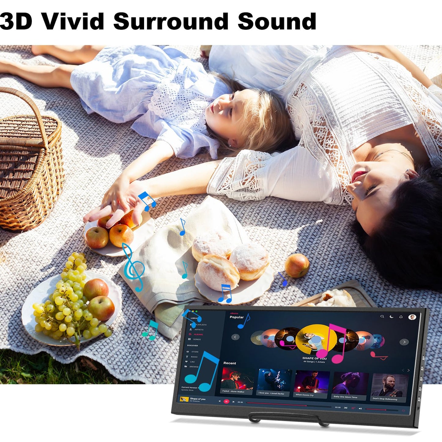 12.3 Inch Secondary Monitor, IPS Stretched Bar LCD Travel Display 1920 * 720 HDMI USBC, Mini Portable Monitor Metal Material for Laptop Computer Windows Aida64 GPU CPU RAM Monitoring,Built-in Speaker