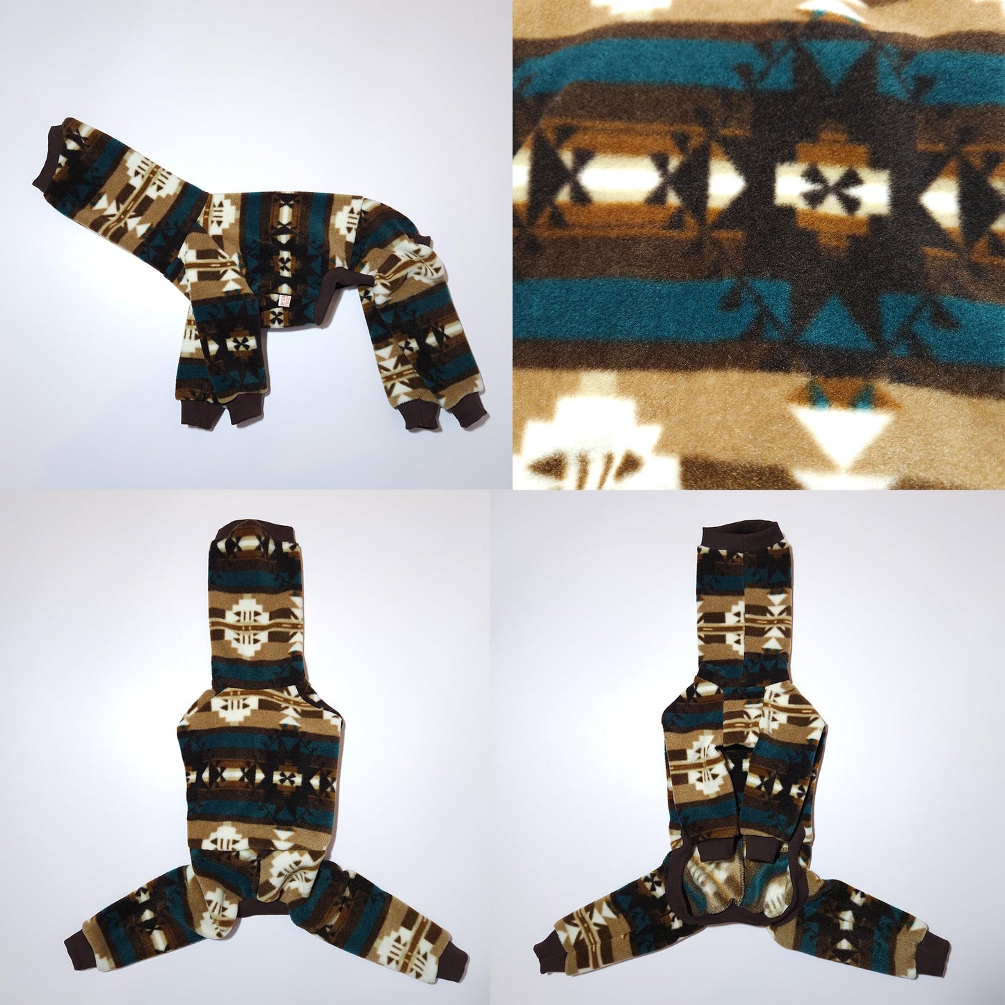 D DOGGY STAR Italian Greyhound Sweater Turtleneck Outfit Nordic Fleece Onesie Clothes Whippet for Dog Coat (S,Brown Nordic)
