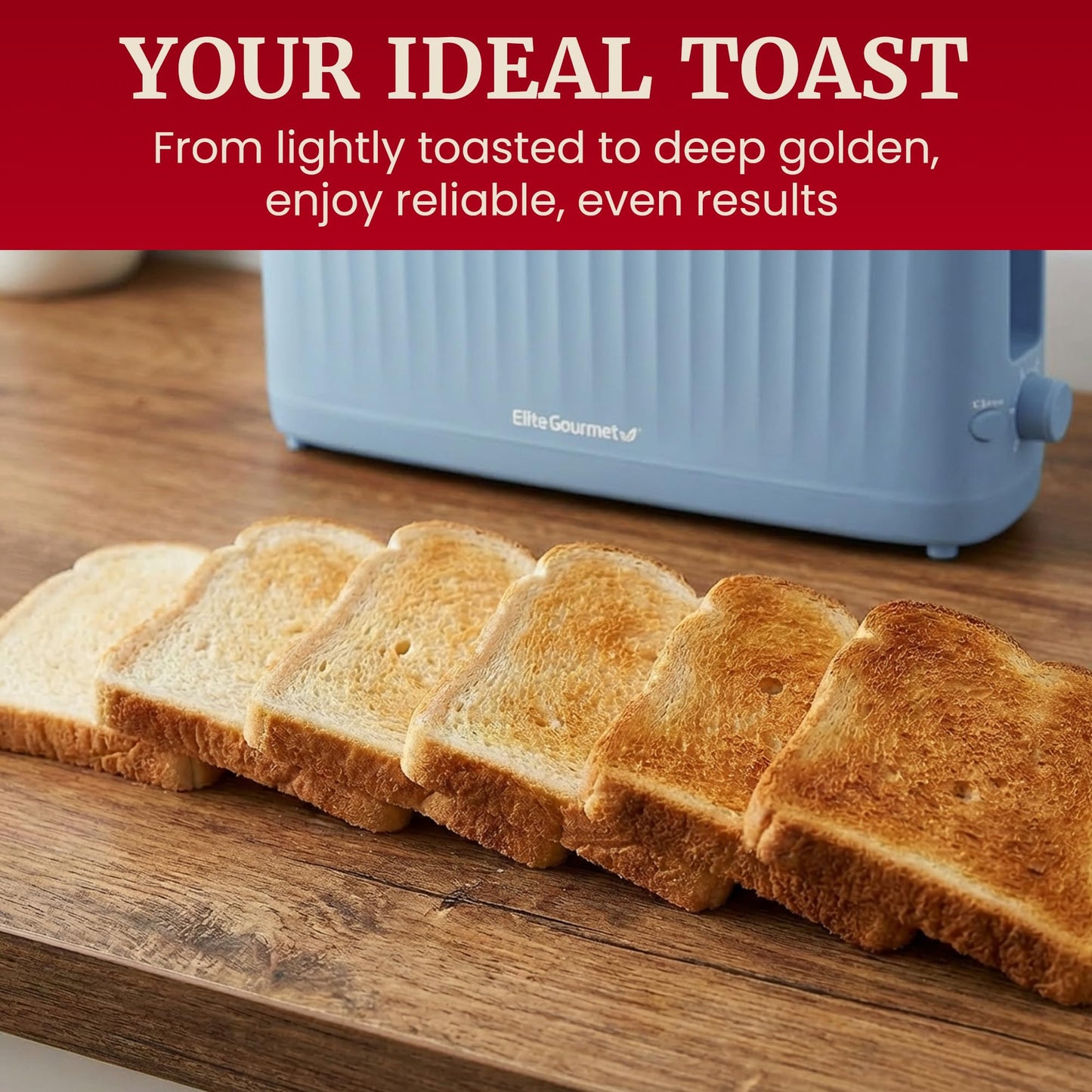 Elite Gourmet ECT2517OX SLIMTOAST™ 2-Slice, Long Slot Toaster, Cool-touch Body, 6 Toast Settings & Cancel Function, Extra Wide 1.5” Slot Easily Fits Bread, English Muffin, Bagel & Waffles, Ocean Blue