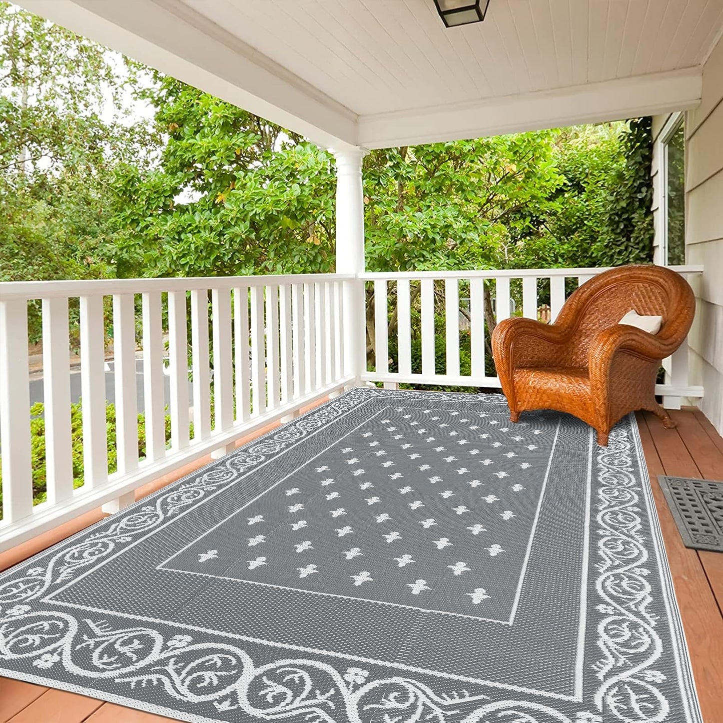 Pauwer Waterproof Outdoor Rug 6'x9', Reversible Outdoor Plastic Straw Rug, Outdoor Patio Rug for Camping, Outside RV Mat, Indoor Outdoor Rugs Carpet for RV, Picnic, Backyard, Deck, Balcony, Porch