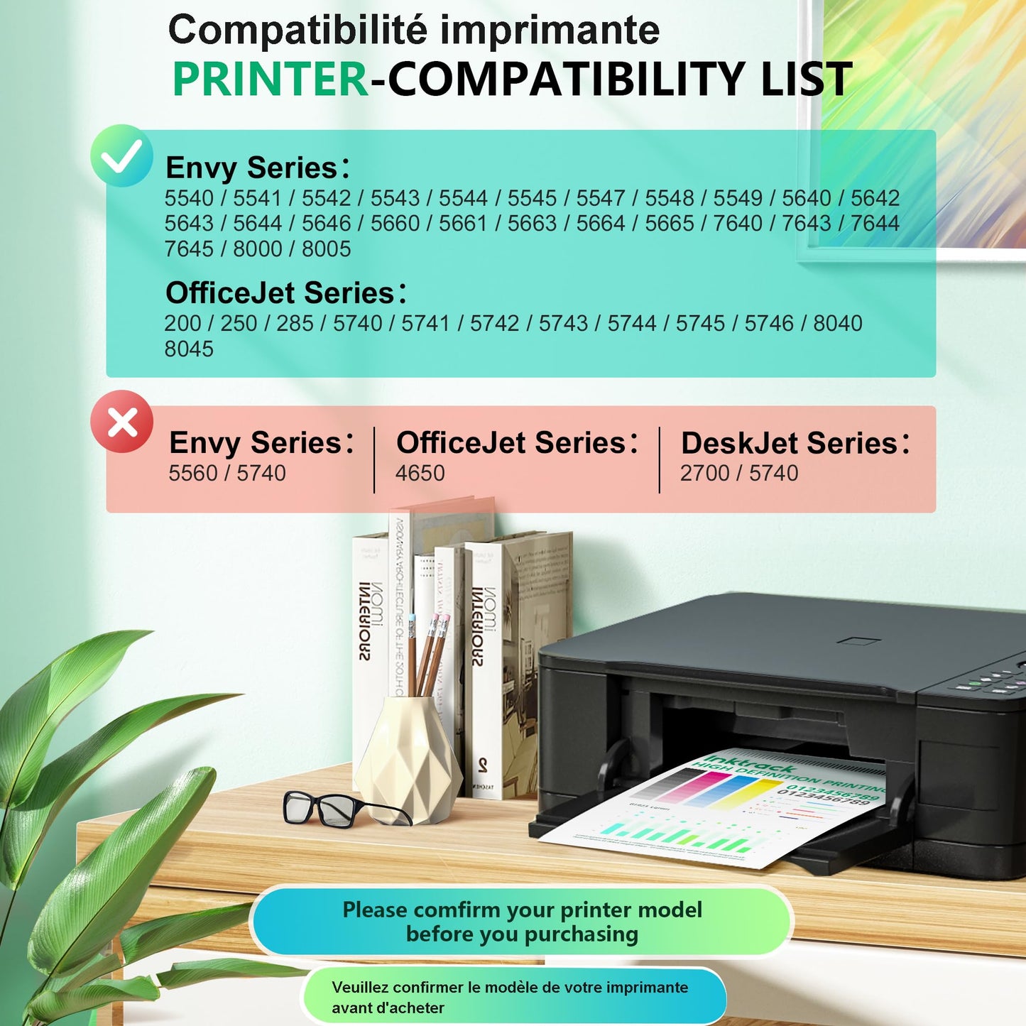 62XL Ink Cartridges Black and Color Replacement Envy 5540 Ink OfficeJet 5740 Ink Inktrack for HP 62XL Ink Cartridge Fit for Envy 7640 5540 5640 5660 5560 5642 OfficeJet 5740 5746 5745 Printer
