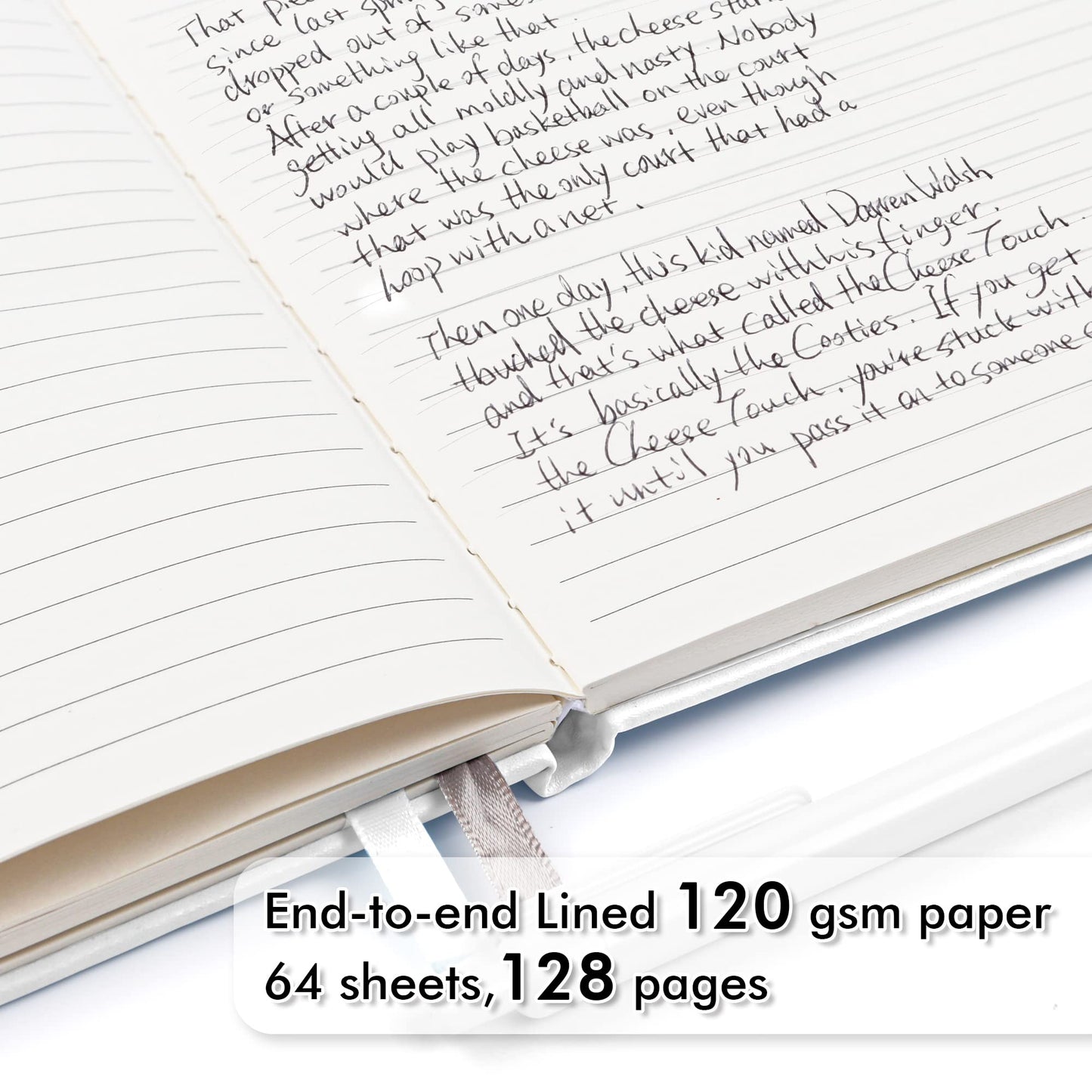 feela 12 Pack Notebooks Journals Bulk, Hardcover Notebook Classic Ruled Lined Journals with Pen Holder for Women Girls School Business Supplies, with 12 Black Pens, 120 GSM, 5.1”x8.3”, A5, White