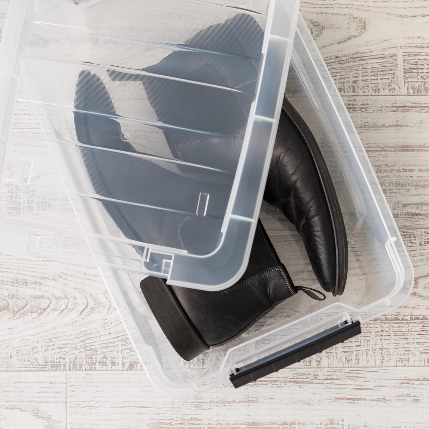 IRIS USA 4-Pack Storage Bins with Lids, 12 Liter, Stackable See-Through Organizing Solution Latches Durable Nestable Containers Secure Pull Handle, BPA-Free Plastic
