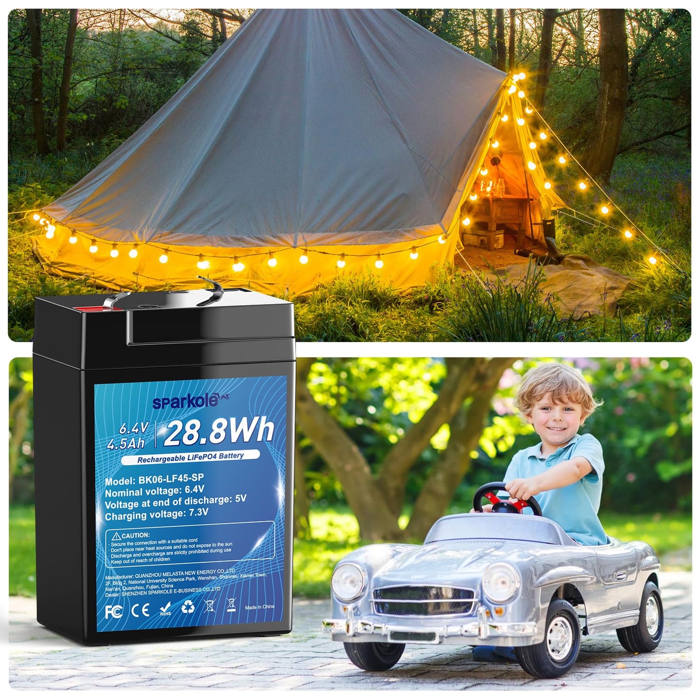 6V 4.5Ah LiFePO4 Battery 2 Pack, Intelligent BMS Rechargeable Lithium Iron Phosphate Battery for Ride On Toys/Deer Feeder/Emergency Lighting/Solar Systems//Electronic Scales, 2000 Times Deep Cycles