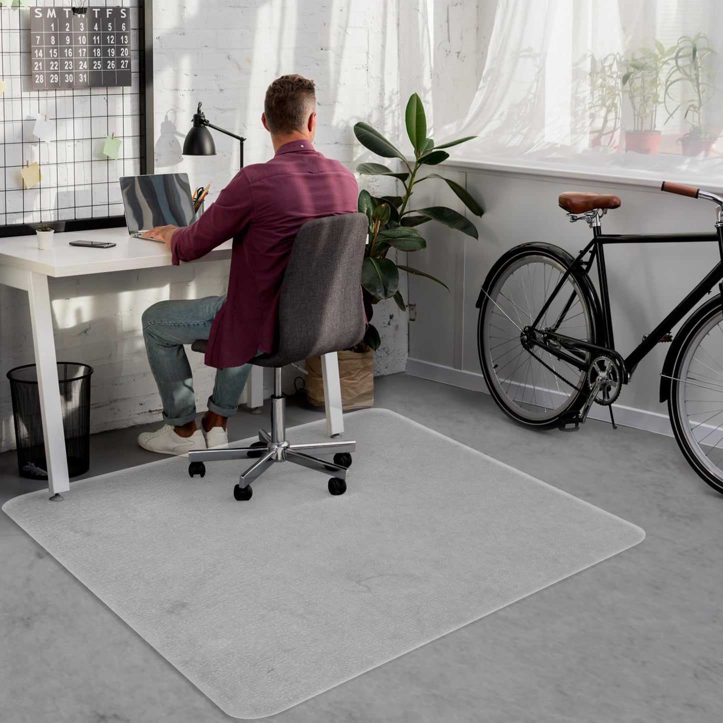 BesWin Office Chair Mat for Hardwood Floor - 36"x48" Clear PVC Desk Chair Mat - Heavy Duty Floor Protector for Home or Office - Easy Clean and Flat Without Curling