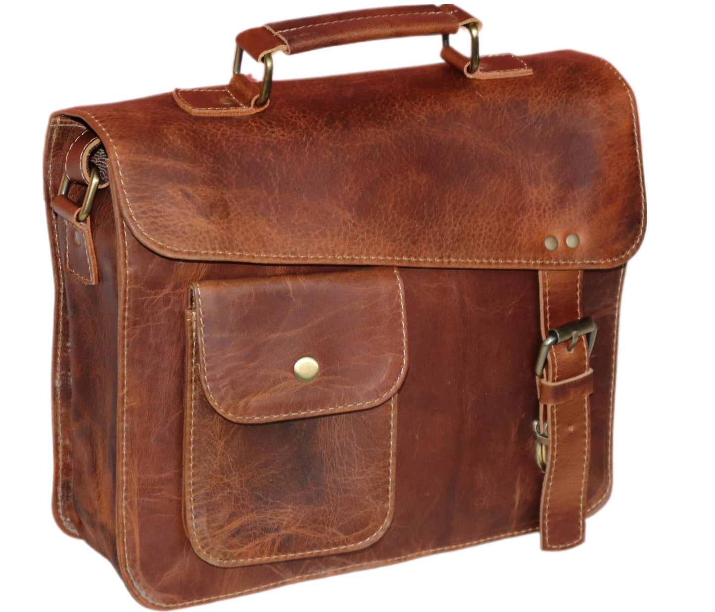 Small Leather Messenger Bag Shoulder Bag Cross Body Vintage Messenger Bag for Women & Men Satchel (7 x 9)