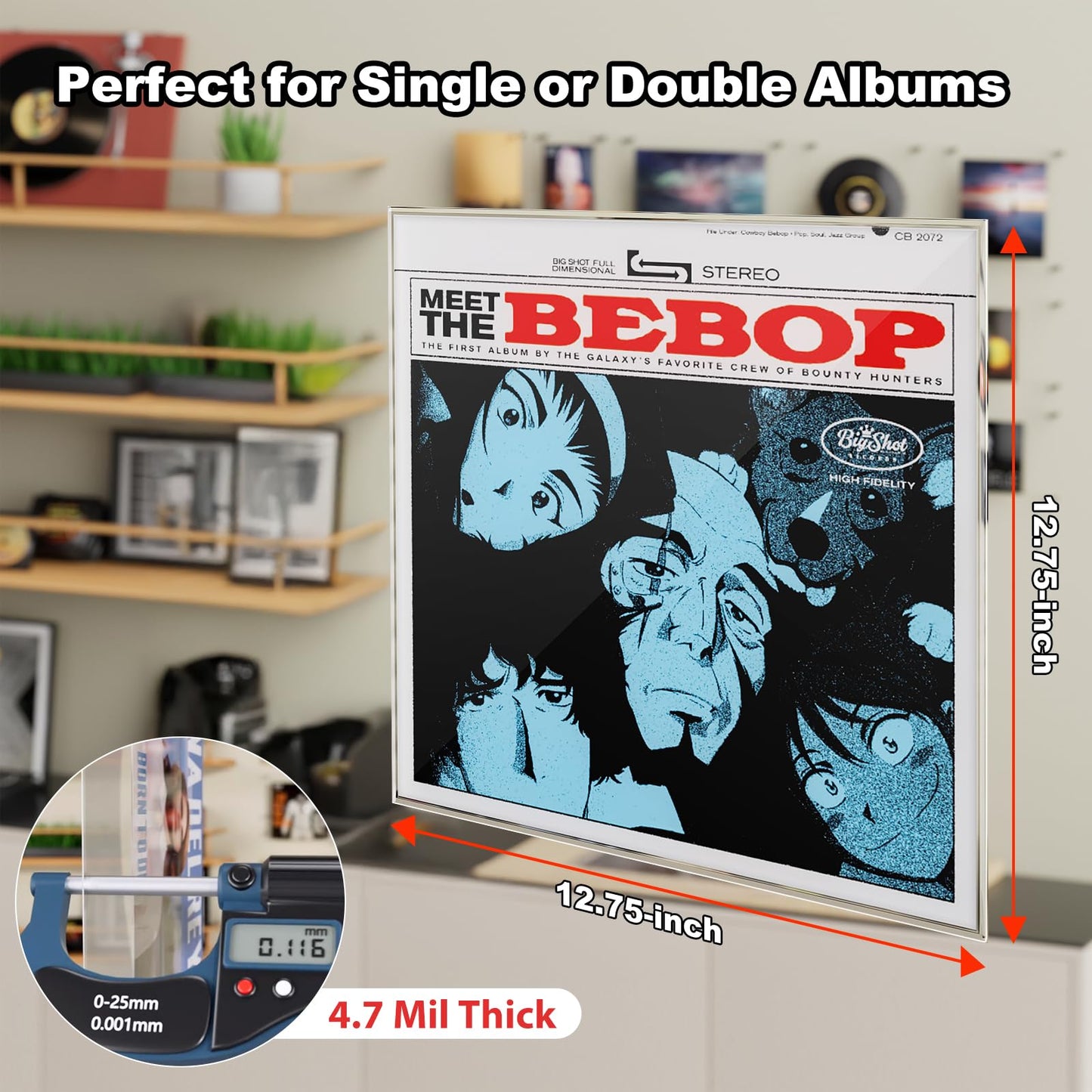 120 Vinyl Record Sleeves Outer, 4.7 Mil Crystal Clear Vinyl Protective Sleeves, 12.75'' x 12.75'' Record Sleeve Compatible with Single and Double LP Album Covers
