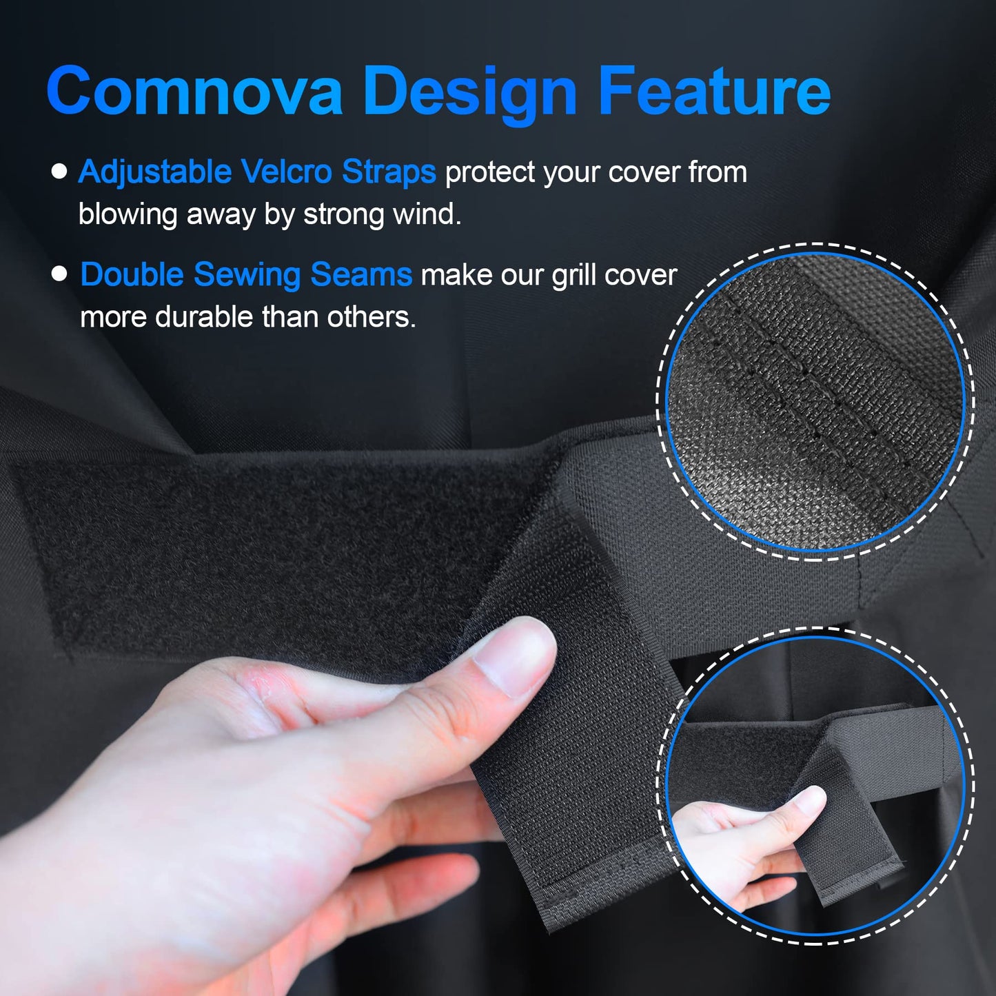 Comnova Grill Cover for Weber Q Series on Cart - Heavy Duty & Waterproof BBQ Cover for Q2000/Q200/Q1000/Q100 With Portable Stand, Q2200, 2400, 1200, 1400 and More