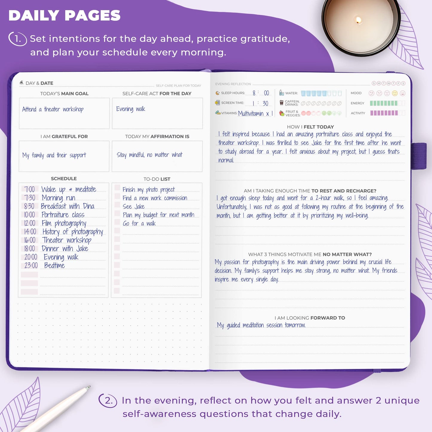 Clever Fox Self-Care Journal – Wellness & Daily Reflection Notebook – Mental Health & Personal Development – Self-Care, Meditation & Mood Journal for Women & Men – A5 Size (Purple)