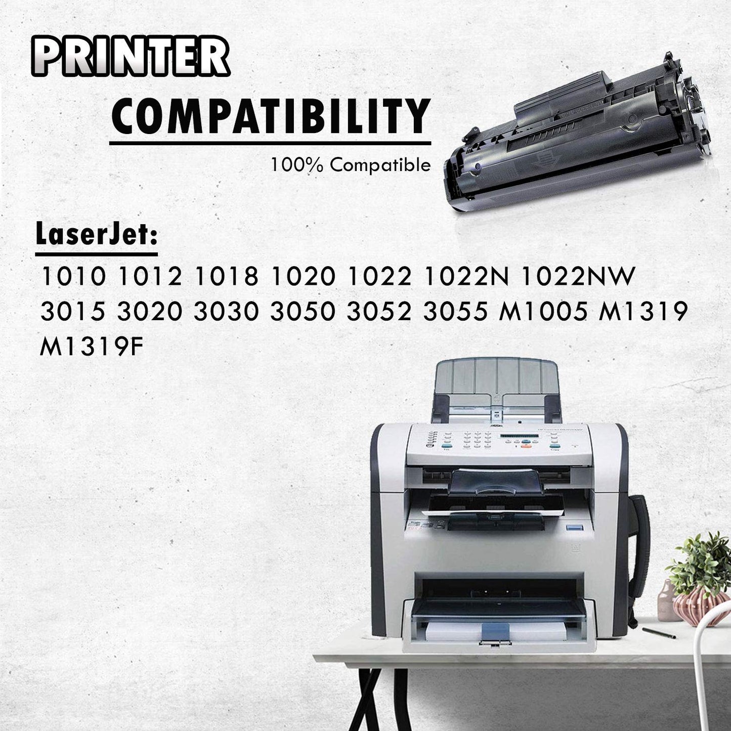 2 Inkfirst Compatible Toner Cartridges Replacement for HP Q2612A 12A Laserjet 1010 1012 1018 1020 1022 1022N 1022NW 3015 3020 3030 3050 3052 3055 M1005 MFP M1319 M1319F