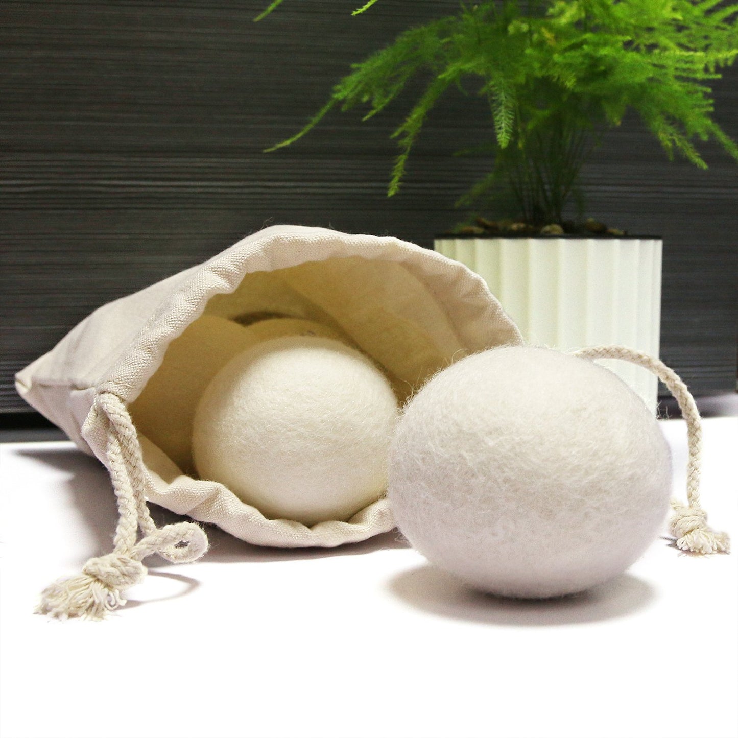 Dryer Balls-All Natural Wool - Chemical Free Natural Fabric Softner, Fabric Softner Alternative Reusable (6 Pack) (White)