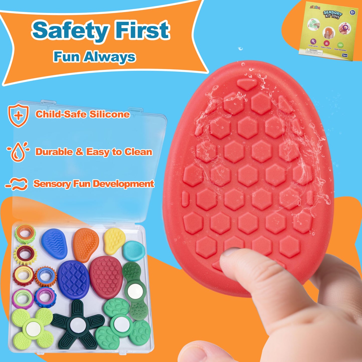 LIHBCAIYI Fidget Toys 16Pcs Sensory Worry Stone Kits Fidget Spinner Rings for Kids Adults Anxiety Stress Relief Autism ADHD Calm Down Toys Quiet Fidgets for Classroom Prizes