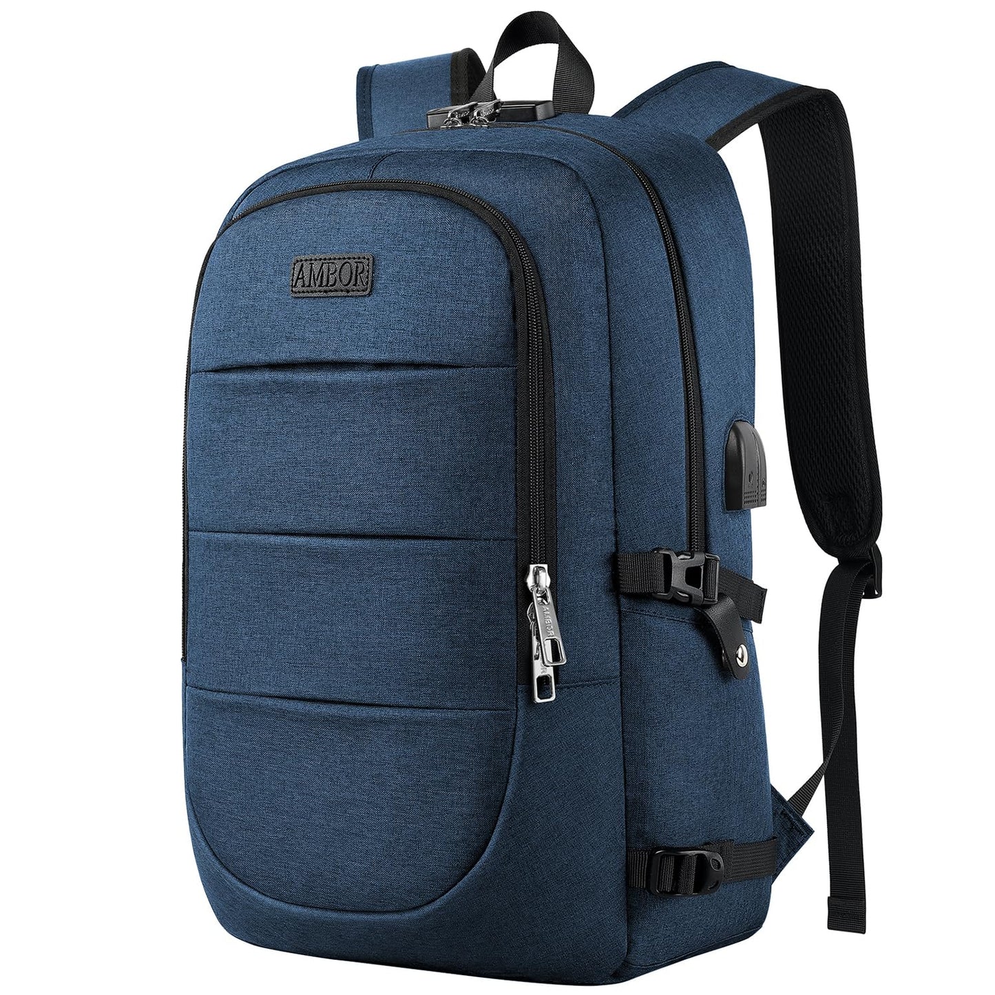 Travel Laptop Backpack, 17.3 inch Anti Theft Business Laptop Backpack with USB Charging Port and Headphone Interface, Computer Backpack for College School Student Work Men & Women Blue