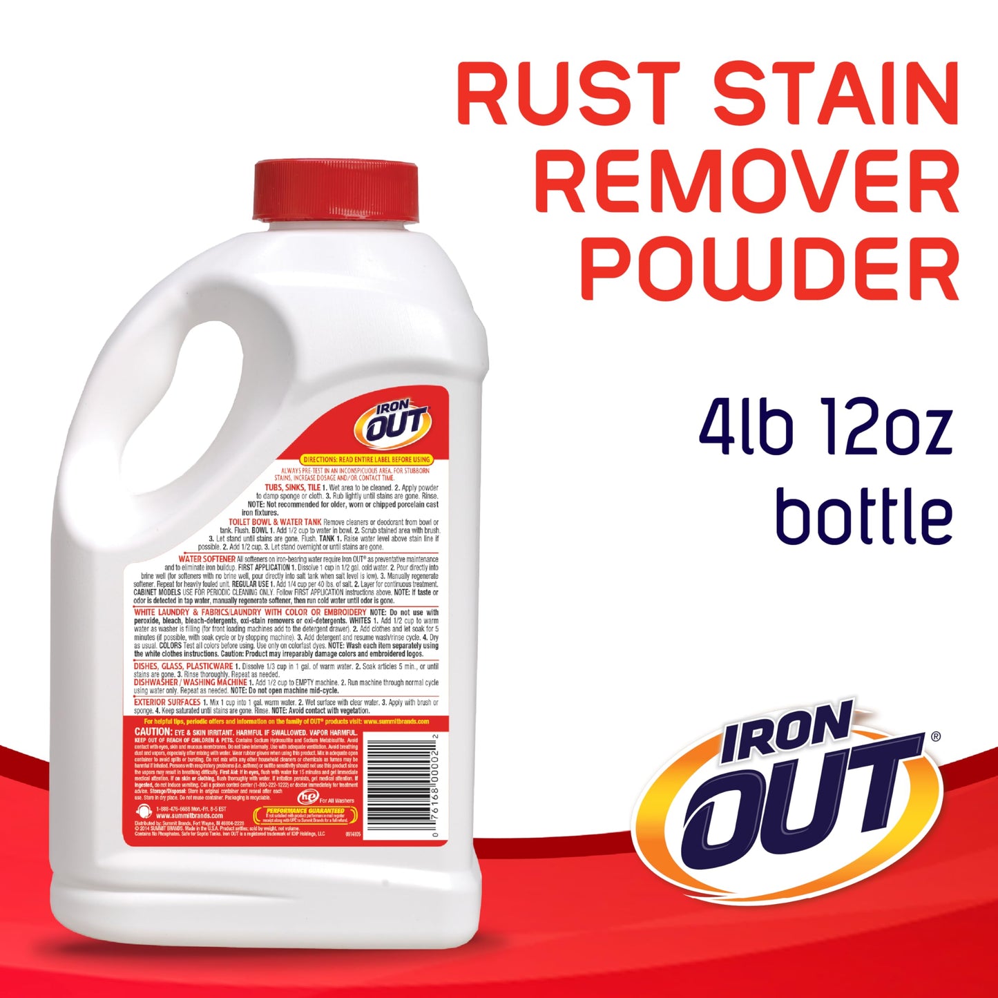 Iron OUT Rust Stain Remover Powder, Remove Rust Stains In Bathrooms, Kitchens, Appliances, Laundry, And Outdoors, 4.75 Pound Bottle