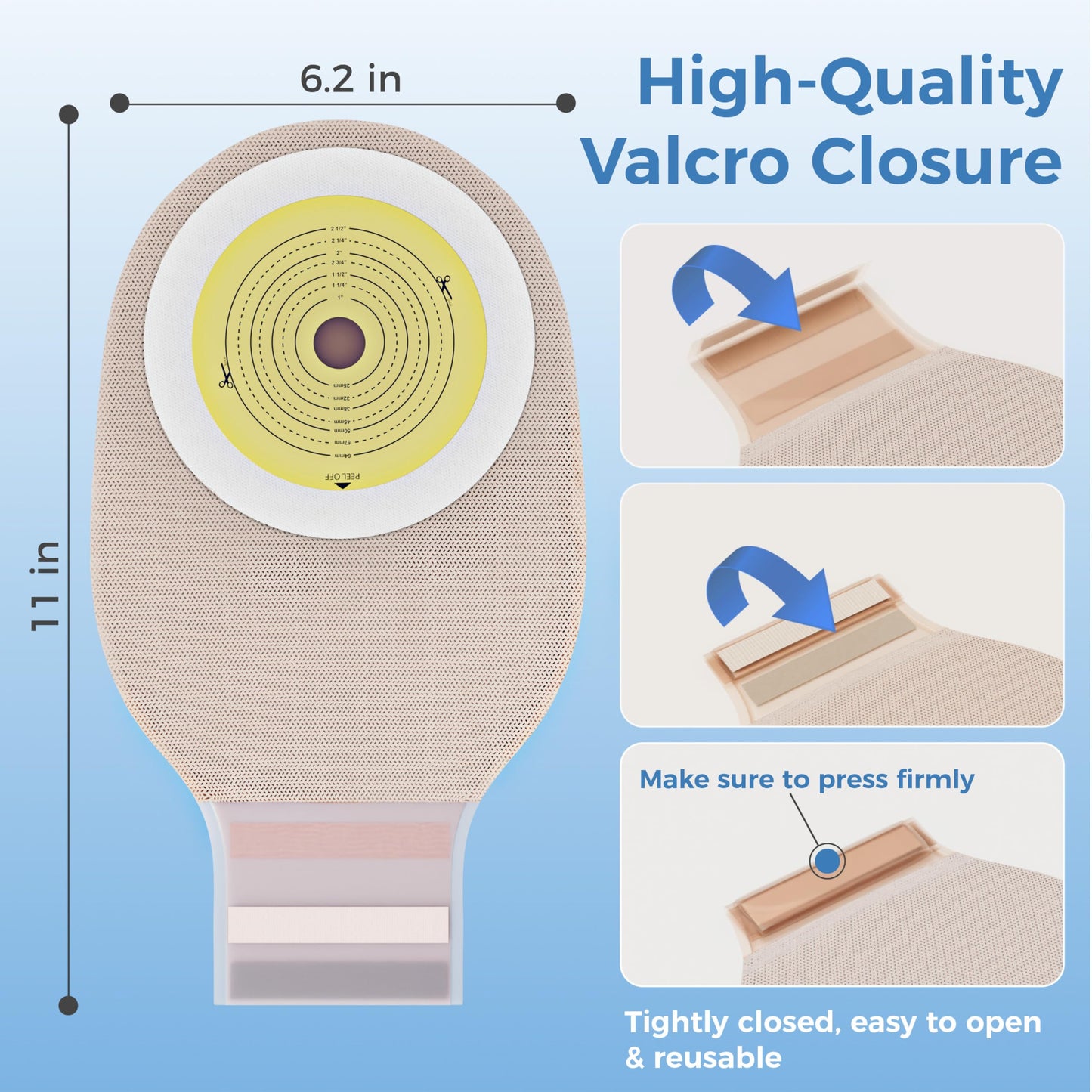 20 PCS Colostomy Bags – Ostomy Supplies - One-Piece Drainable Ostomy Bag with Odor Control for Ilestomy Stoma Care - Includes Measuring Guide and 20 Adhesive Remover Wipes - Cut-to-Fit