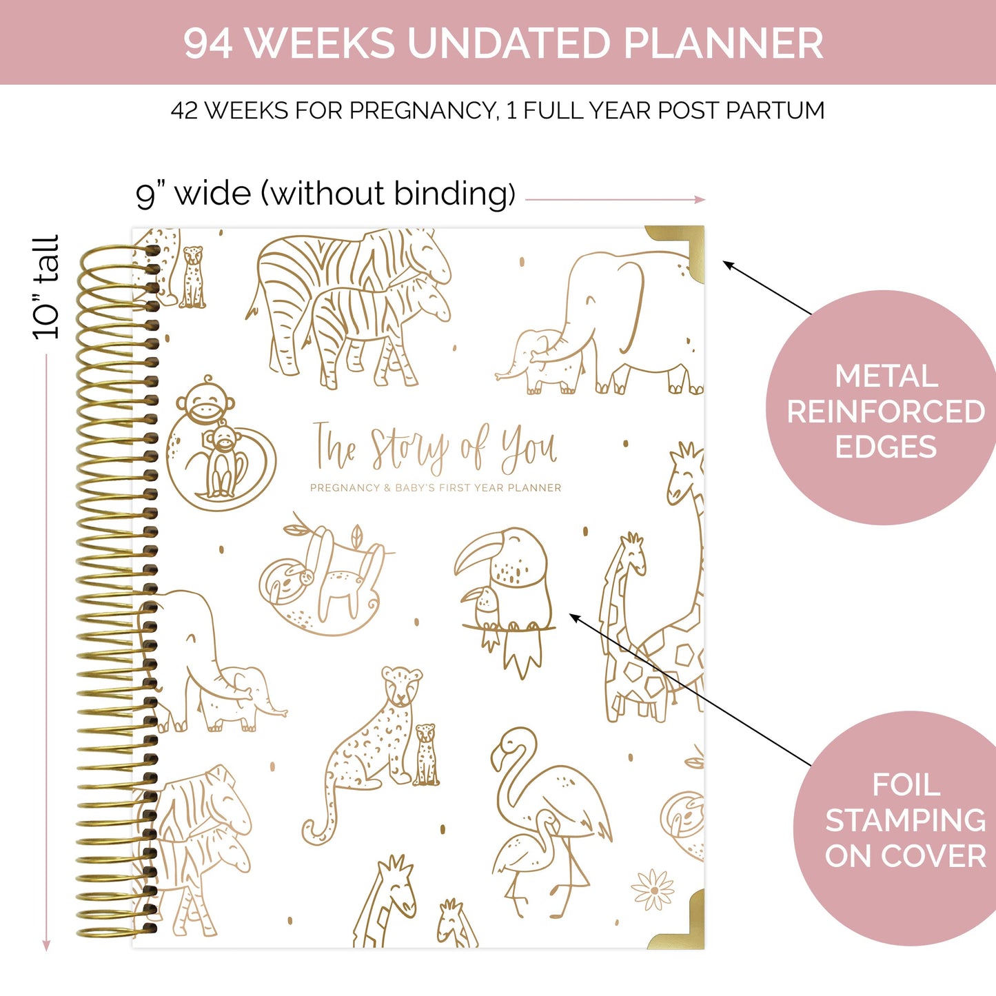 bloom daily planners New Pregnancy and Baby's First Year Calendar Planner & Keepsake Journal with Stickers - Hardcover Scrapbook Memory Book Organizer - (Undated) 8” x 10" - The Story of You