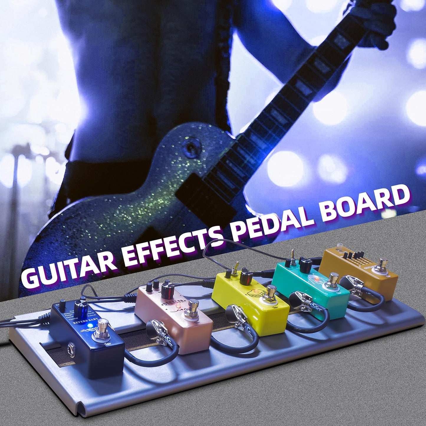 ISET Aluminum Pedal Board Super Light 1.23lb Effect Pedalboard Size 15" x 6.7" with Carry Bag