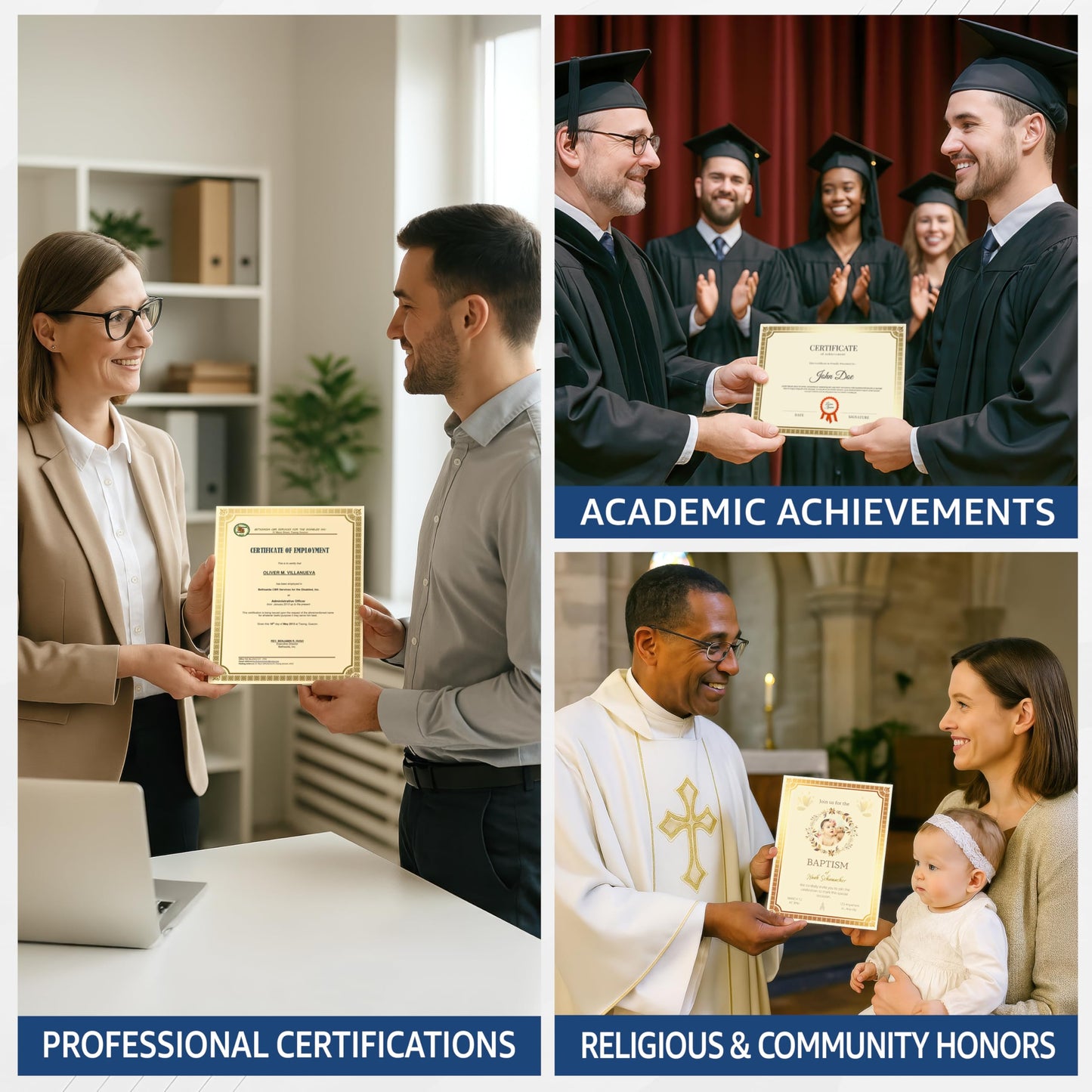 100 Certificate Paper 8.5 x 11 for Printing - Blank Certificate Papers for Award Certificates & Diploma Paper - Premium Gold Foil Award Papers Cardstock for Awards & Certificates Graduation