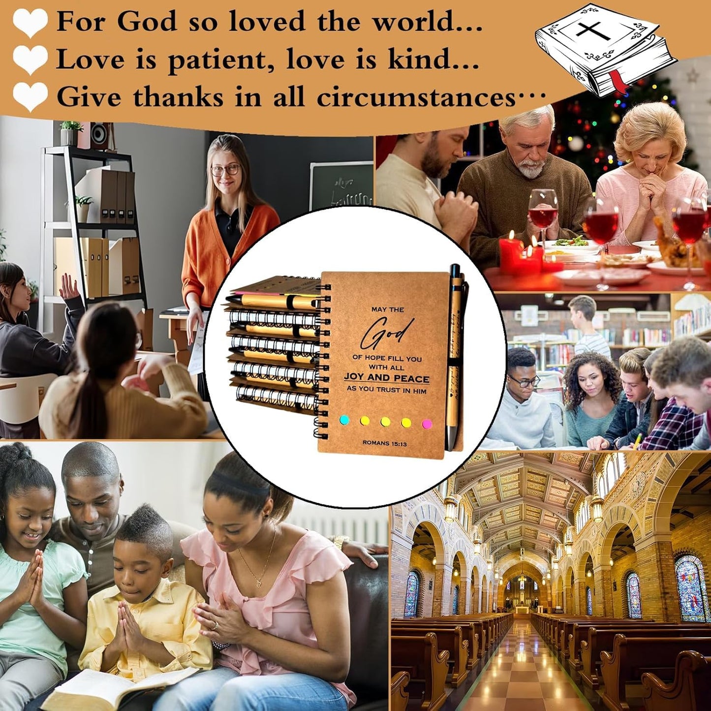 10 Sets Christian Notebooks Bulk Prayer Journals Inspirational Christian Gifts Bible Notebook with Bible Verse Pens for Women Men Church Members Bible Study Groups & Church Families