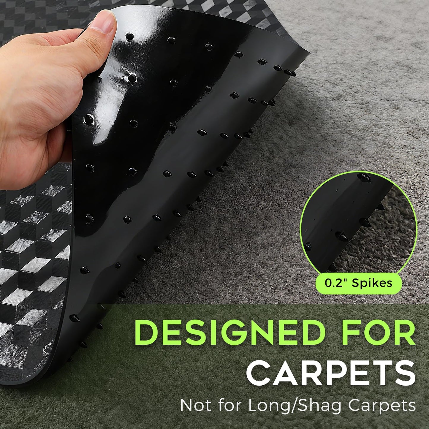 FRUITEAM Office Chair Mat, Unique Diamond-Shaped Pattern, 36" X 48" Computer Chair Mat for Carpet, Non-Slip, Easy Glide PVC Desk Floor Mat for Home, Office, Gaming(Black)