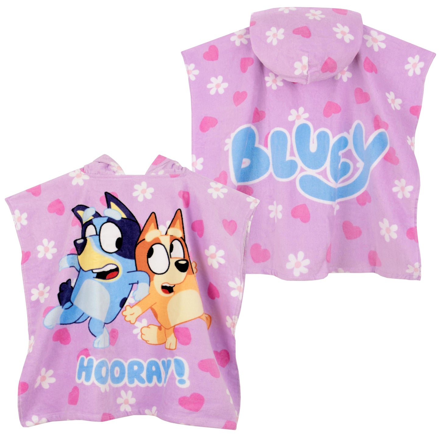 Bluey Towel Poncho | Girls Hooded Beach Towel | Cotton Girls Bath Towels | Kids Swimming Towels | One Size | Purple