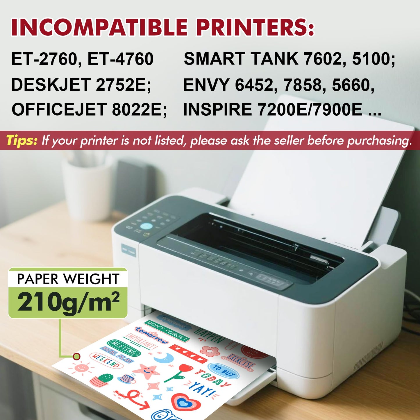 A-SUB Clear Sticker Paper for Inkjet Printers, Waterproof Translucent Printable Vinyl Sticker Paper - 50 Sheets 8.5x11 Inch Glossy Clear Label Paper for Custom Decals