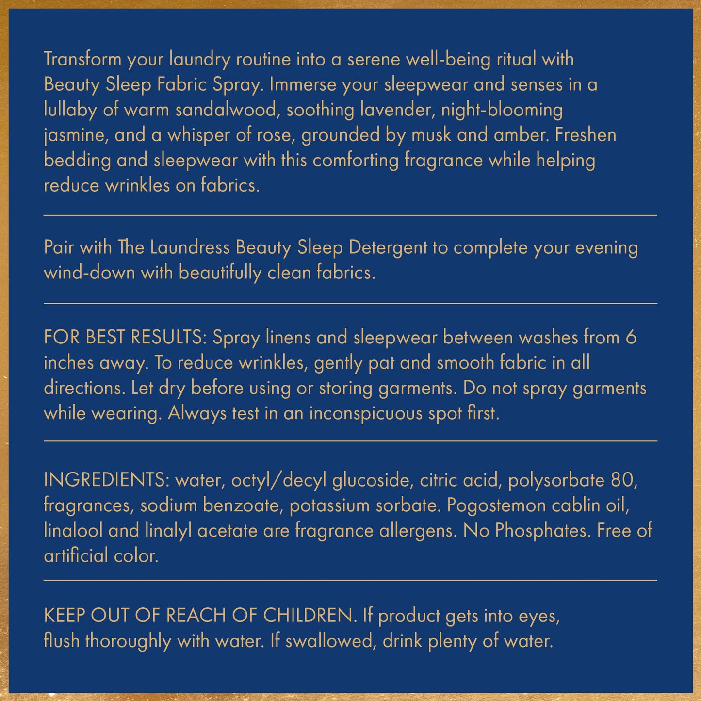 The Laundress Beauty Sleep Fabric Spray, Wrinkle Release Spray, Pillow Spray, Fabric Refresher, Upholstery and Linen Spray, Tranquil Comforting Inspired Scent, 8 Fl Oz