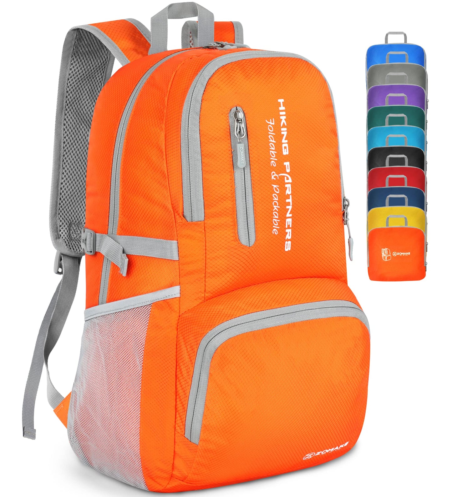 ZOMAKE Packable Hiking Backpack,Lightweight Foldable Backpack Light Daypack for Women Men,35L(Orange)