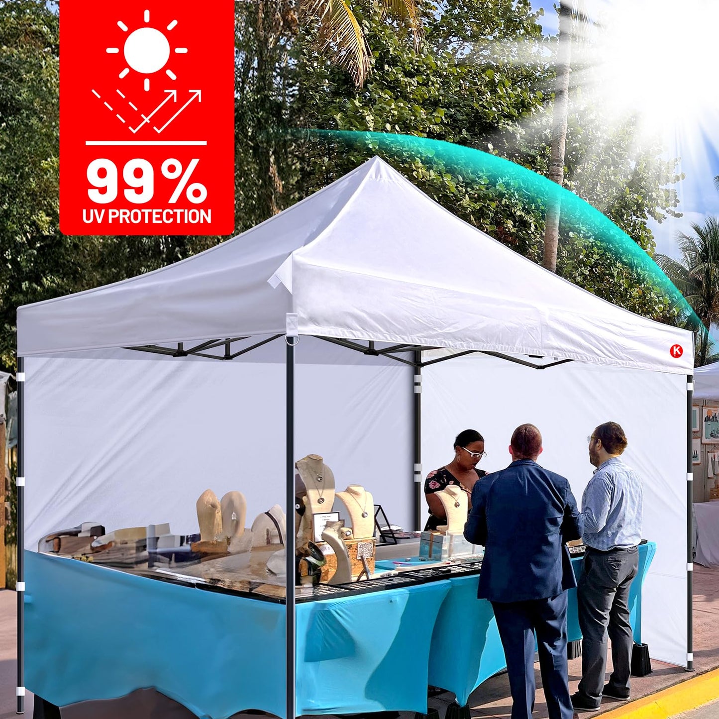 Replacement Canopy Top Cover for 10x10 Pop Up Canopy Tent - 8 Drainage Holes, Durable 600D Fabric for Garden, Patio, Camping, Outdoor Events, Vendor Booths (Canopy Cover Only) (White, 1)