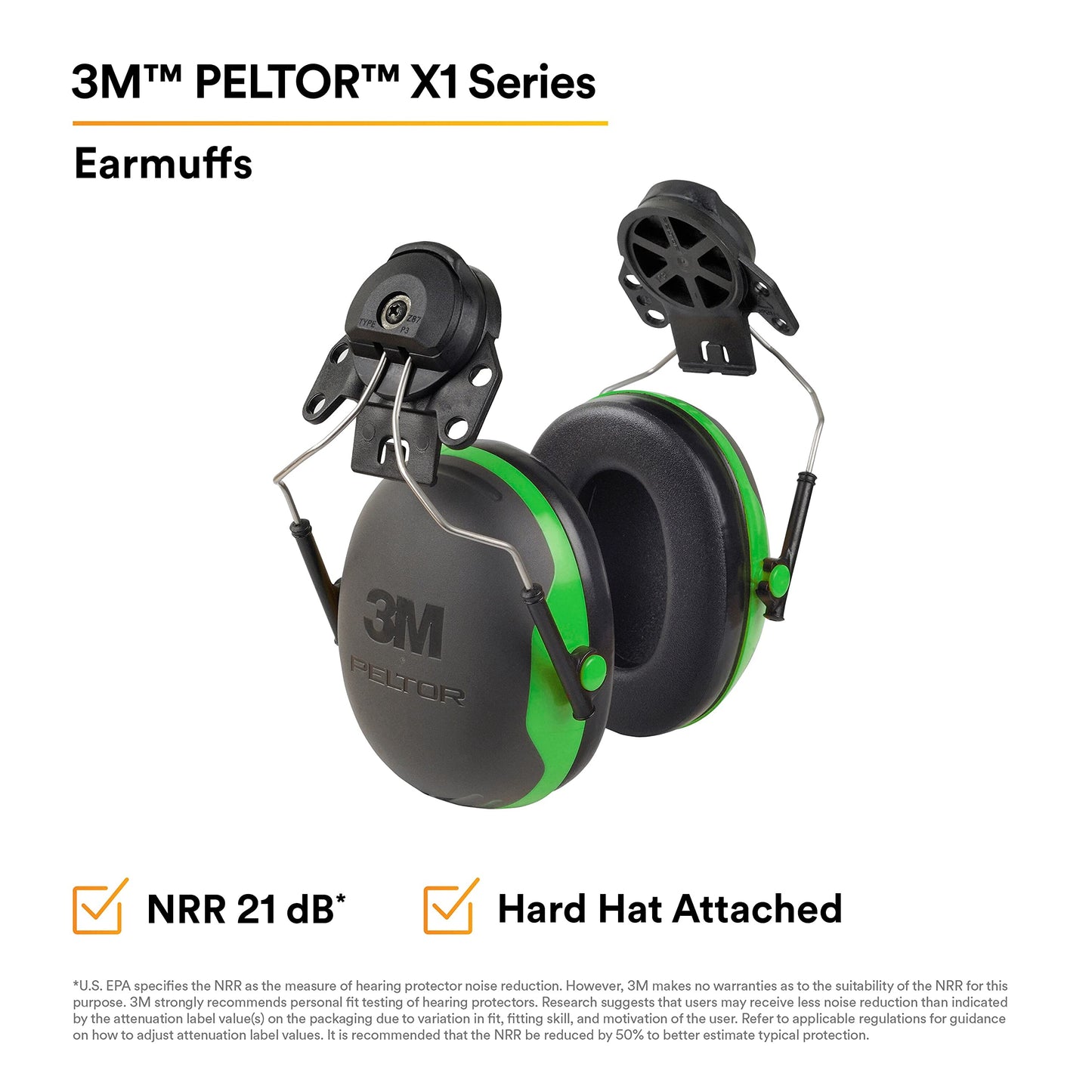 3M Peltor X1P3E Cap-Mount Earmuffs