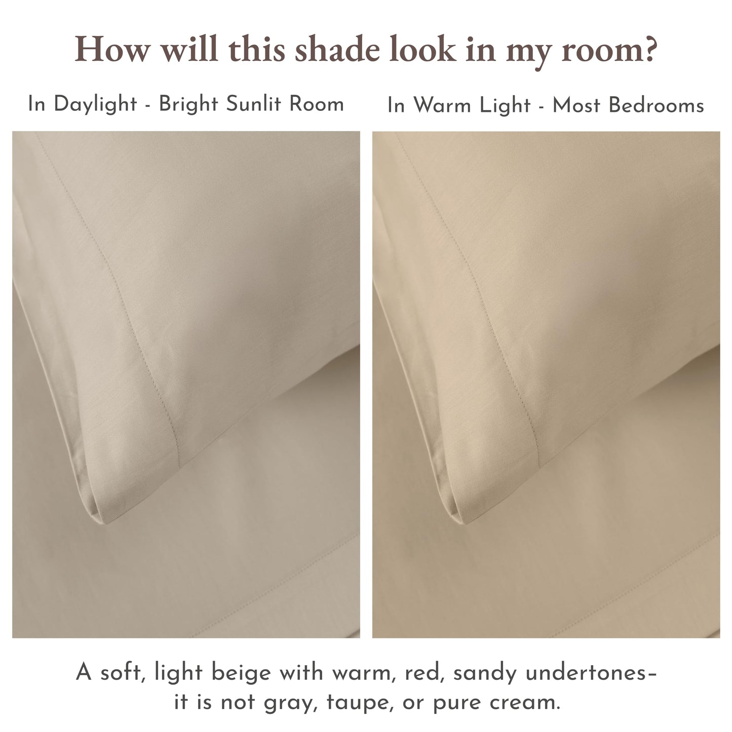 California Design Den Soft 100% Cotton Sheets King Size Bed Sheets Set with Deep Pockets, King Sheets Set with Sateen Weave, Cooling Sheets - Beige (Warm Taupe)