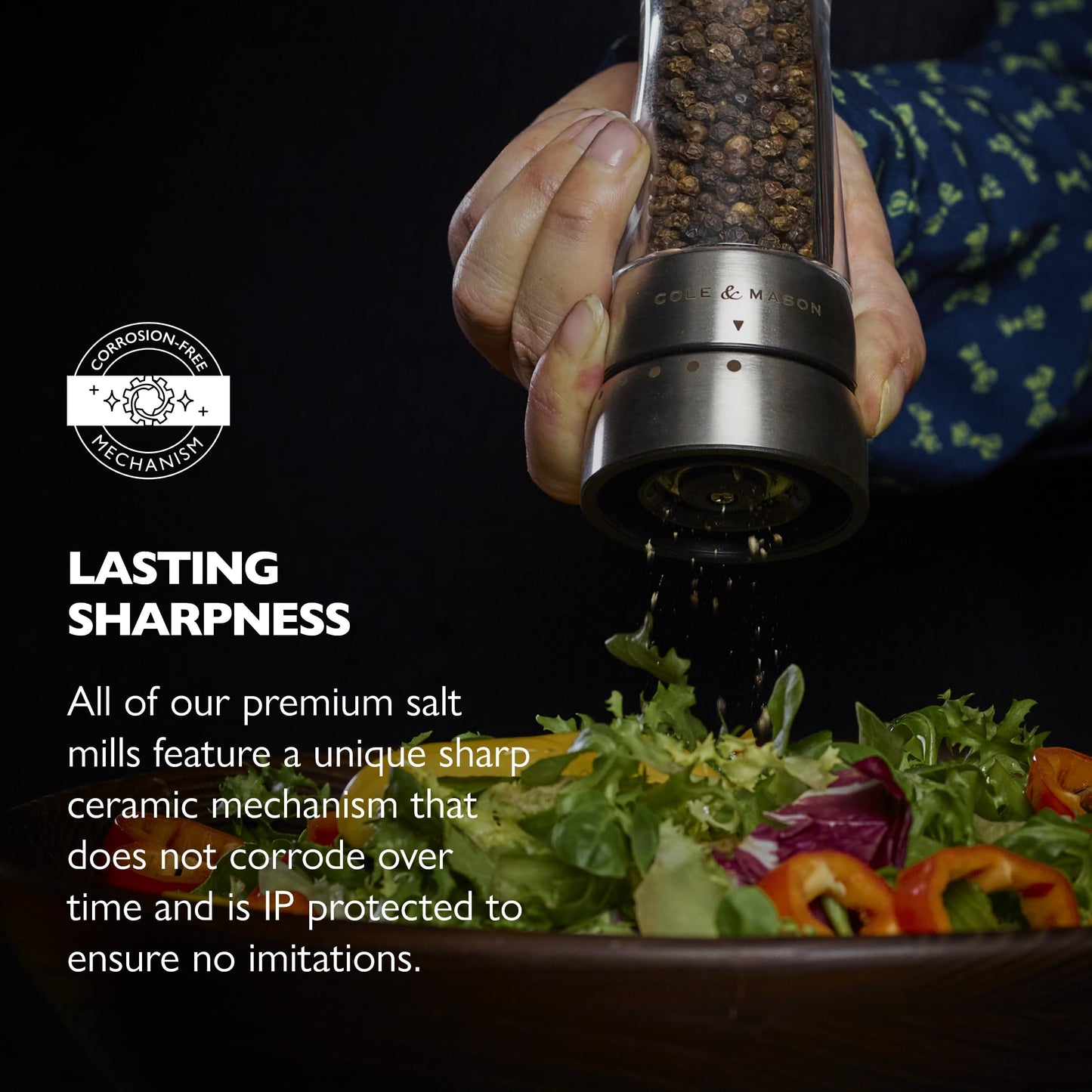 Cole & Mason Derwent Pepper Grinder - Stainless Steel Mill Includes Gourmet Precision Mechanism and Premium Peppercorns