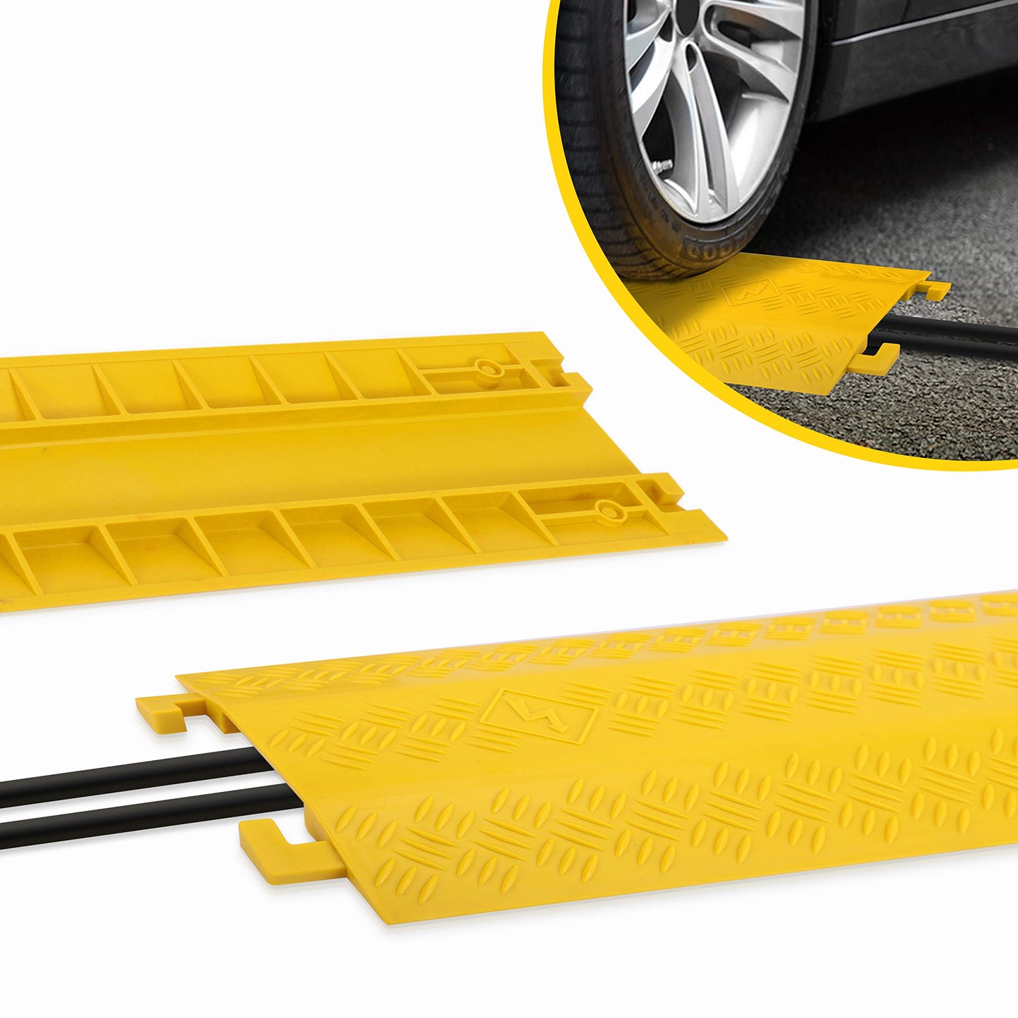 Durable Cable Ramp Protective Cover - 2,000 lbs Max Heavy Duty Drop Over Hose & Cable Track Protector, Safe in High Walking Traffic Areas - Cable Concealer for Outdoor & Indoor Use