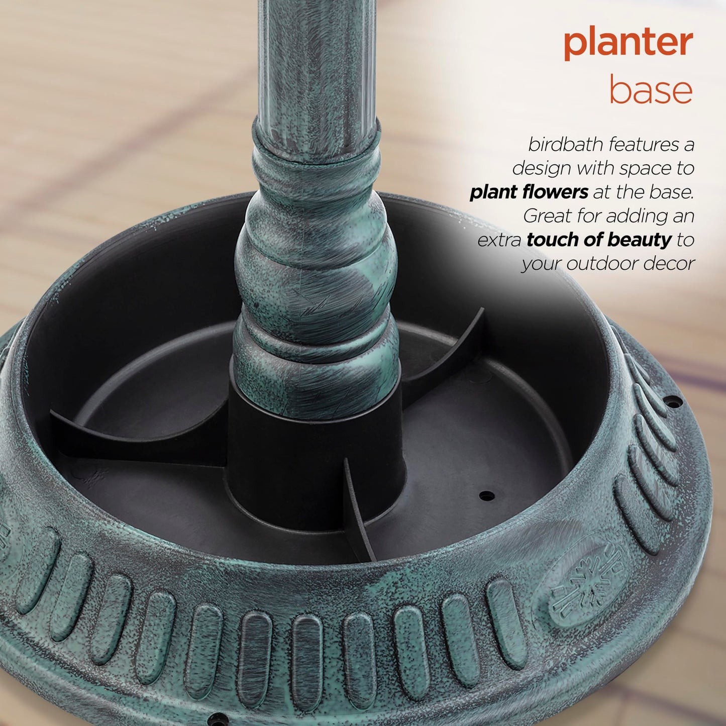 Alpine Corporation - 25" Tall Outdoor Birdbath with Planter Yard Statue, Green – Stunning Garden Accent to Attract Birds - Durable Polypropylene Construction for Patio, Deck, or Yard