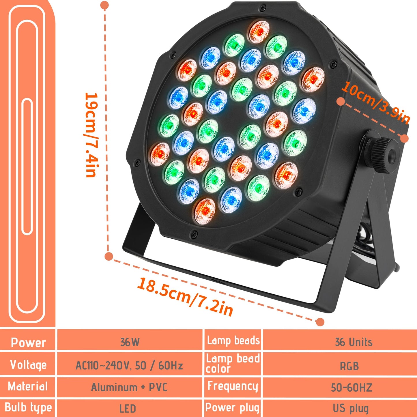 AKOZLIN 36 LEDs DJ Par Lights 2 Packs with Remote DMX Control Par Lighting for Stage LED Stage Lights RGB Strobe Uplights for DJ Disco KTV Party