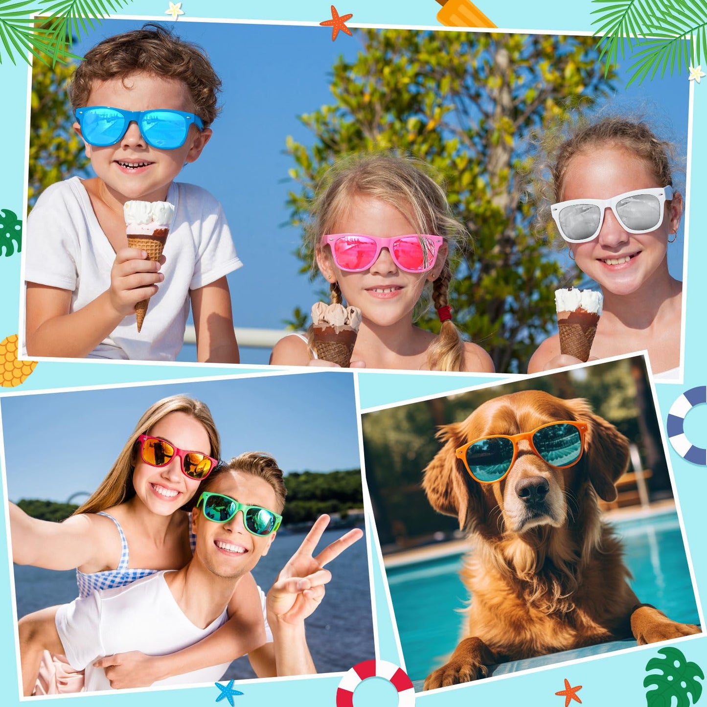 Bouiexye 36 Pack Neon Sunglasses with Colorful Lenses in Bulk for Birthday Beach Pool Party Supplies, 12 Bright Colors