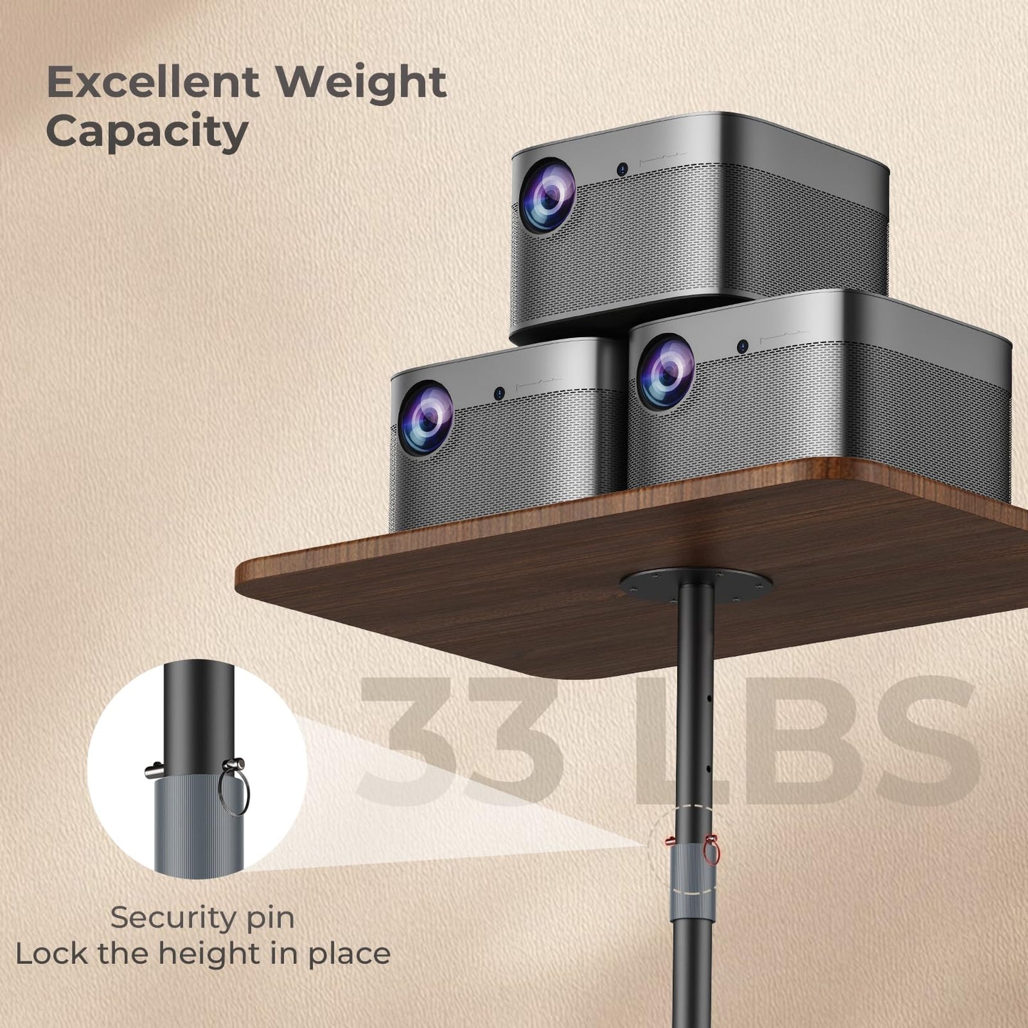 POLESTO Portable Laptop Floor Stand, Bedside/Sofa Table with Height Adjustable 18''~47'', Sleek Wooden Lectern Standing Desk Mobile Podium for Home, Office, School, Black