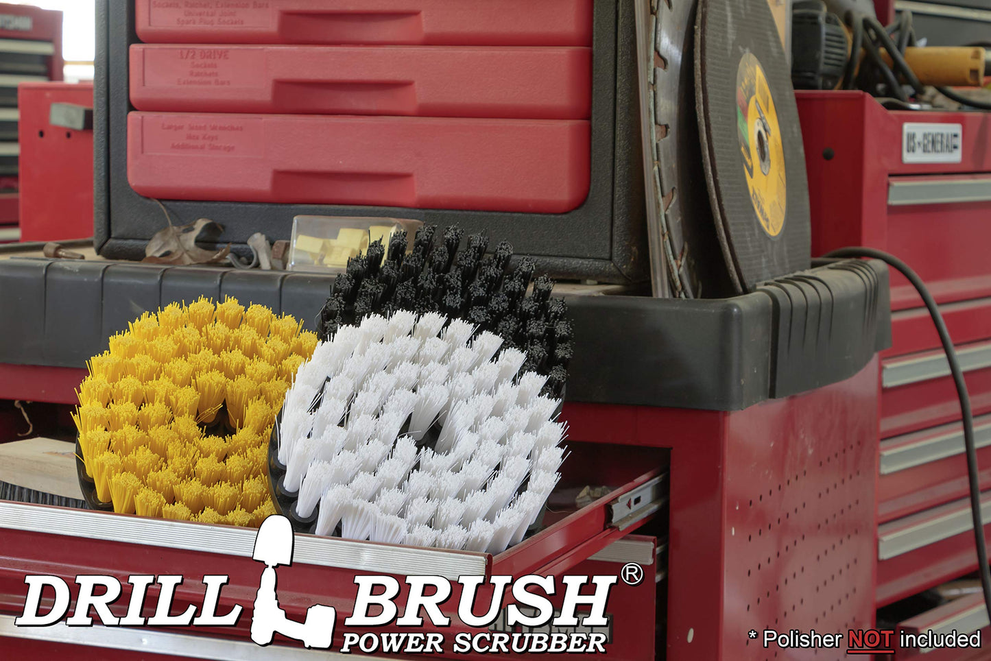 Cleaning Supplies - Floor Cleaner - 7 inch - Soft White - Carpet Cleaner - Medium Yellow - Shower Cleaner - Ultra Stiff Black - Variable Speed - Dual Action - Buffer Polisher - 5/8 x 11 Threaded Hub