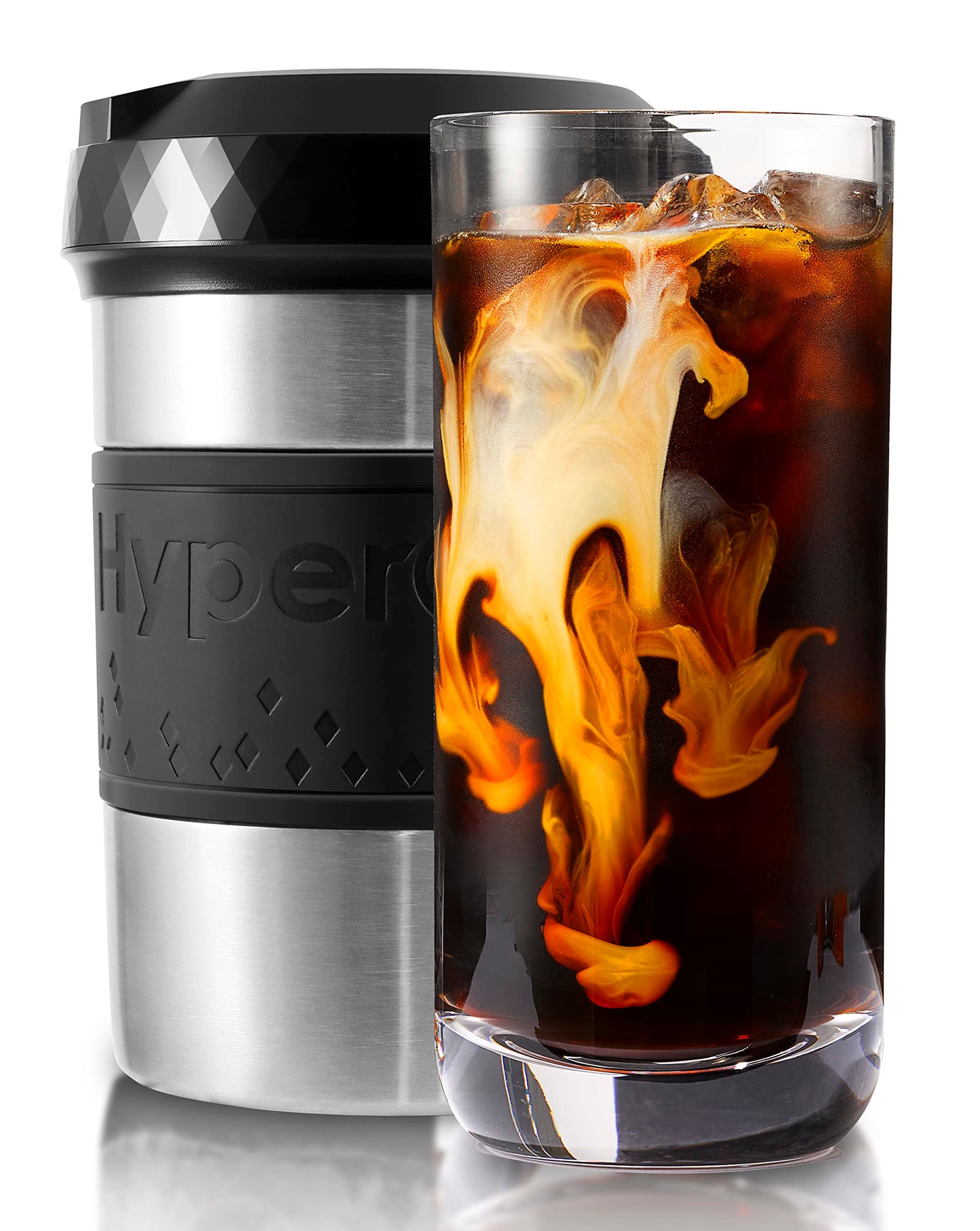 HyperChiller The Original but NEW Stainless-Steel HC2SS Patented Iced Coffee/Beverage Cooler Ready in One Minute, Reusable for Iced Tea, Wine, Spirits, Alcohol, Juice, 12.5 oz, Stainless Steel