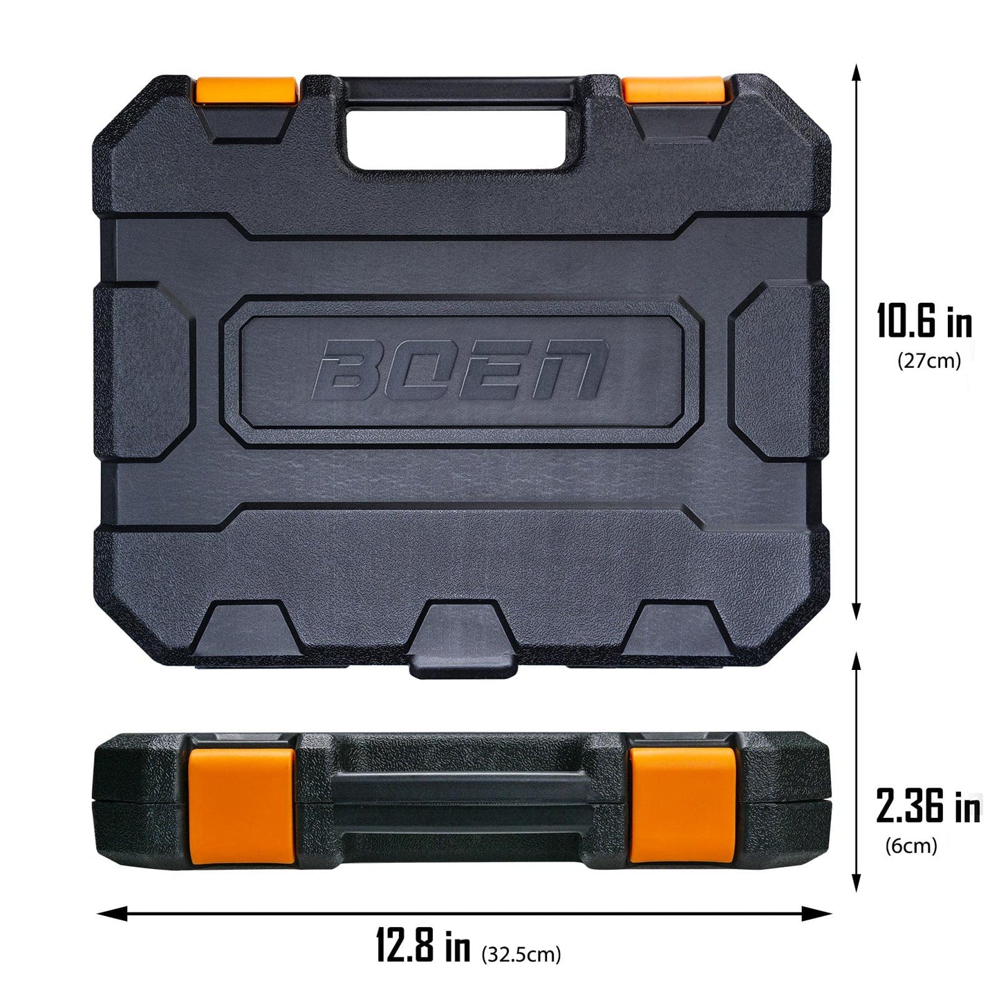 BOEN 1/2" Drive Metric Deep Impact Socket Set, 20 Piece Cr-V Steel Metric Socket Set 10mm-24mm, Includes Extension Bars, Universal Joint and Adapter, 6 Point Design, Meets ANSI Standards