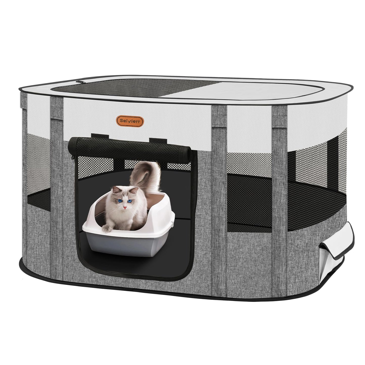 Seiyierr Pet Playpen, Foldable Kitten cage Puppy Play Pen, Dog Playpens, Puppys Pens for Indoors, Travel Crate with Carrying Case, Tent Outdoor Camping Use