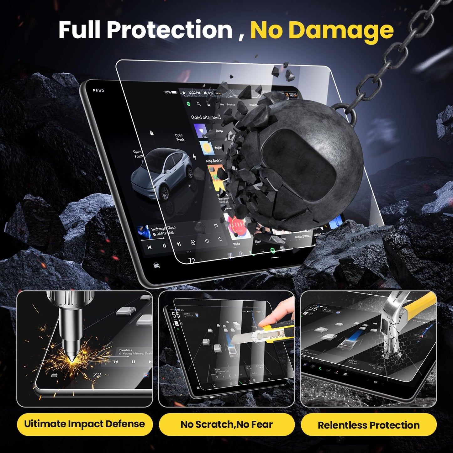 Karltys 2PCS Screen Protector for 2025 2026 Tesla Model Y Juniper / 2024 2025 2026 Model 3 Highland15.4-Inch Front & 8-Inch Rear Touchscreen Accessories Tempered Glass Screen with Alignment Kit