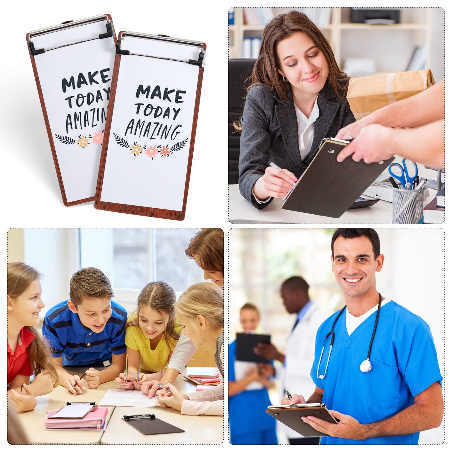 Mini Clipboard Small Clipboards Wooden Half Page Clipboard Wood Check Presenters Kids Clipboards for Restaurant School Waitress Guest Server Books Menu Holder 8 x 4 Inch (20 Pieces)