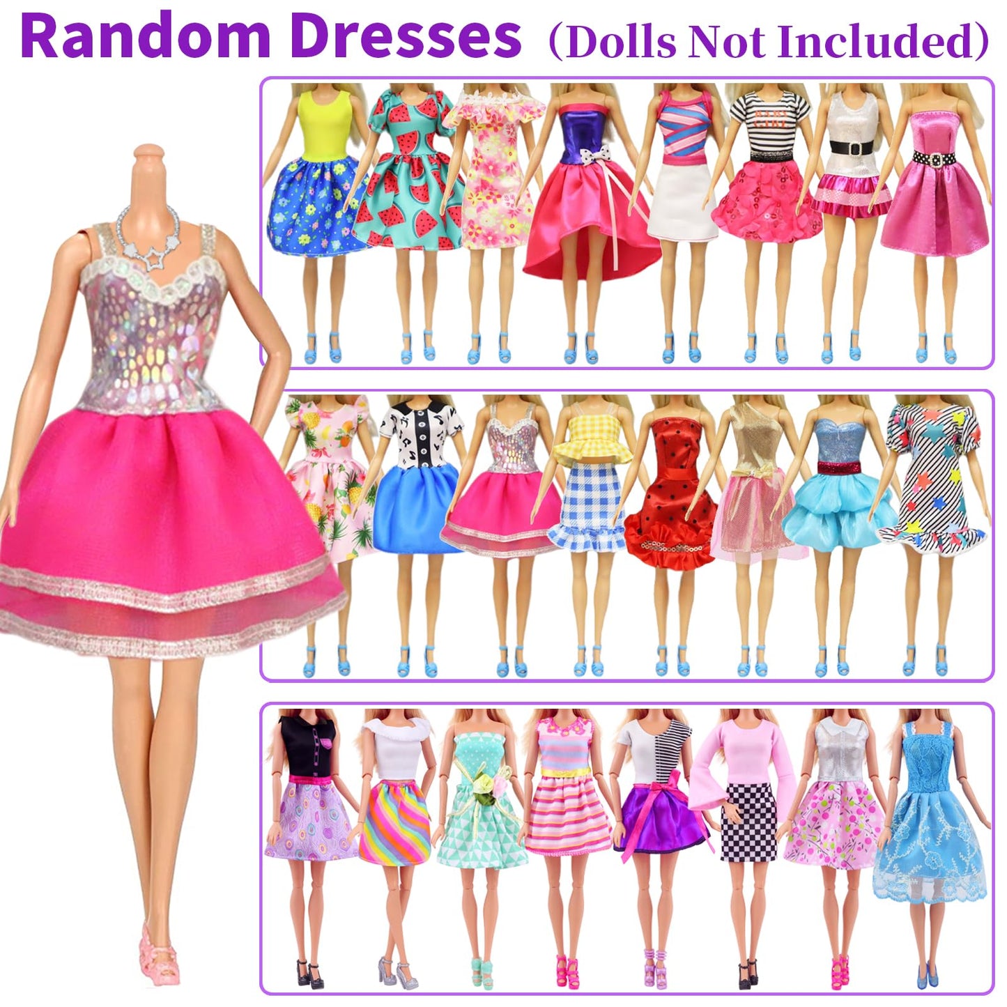 AK KYC 83 Pcs Dolls & Accessories with Doll Closet Wardrobe for 11.5 Inch Doll Dress Up Set Including Wardrobe Shoes Wallet Dress Hangers Brush Necklace Pet and Other Accessories (No Doll)