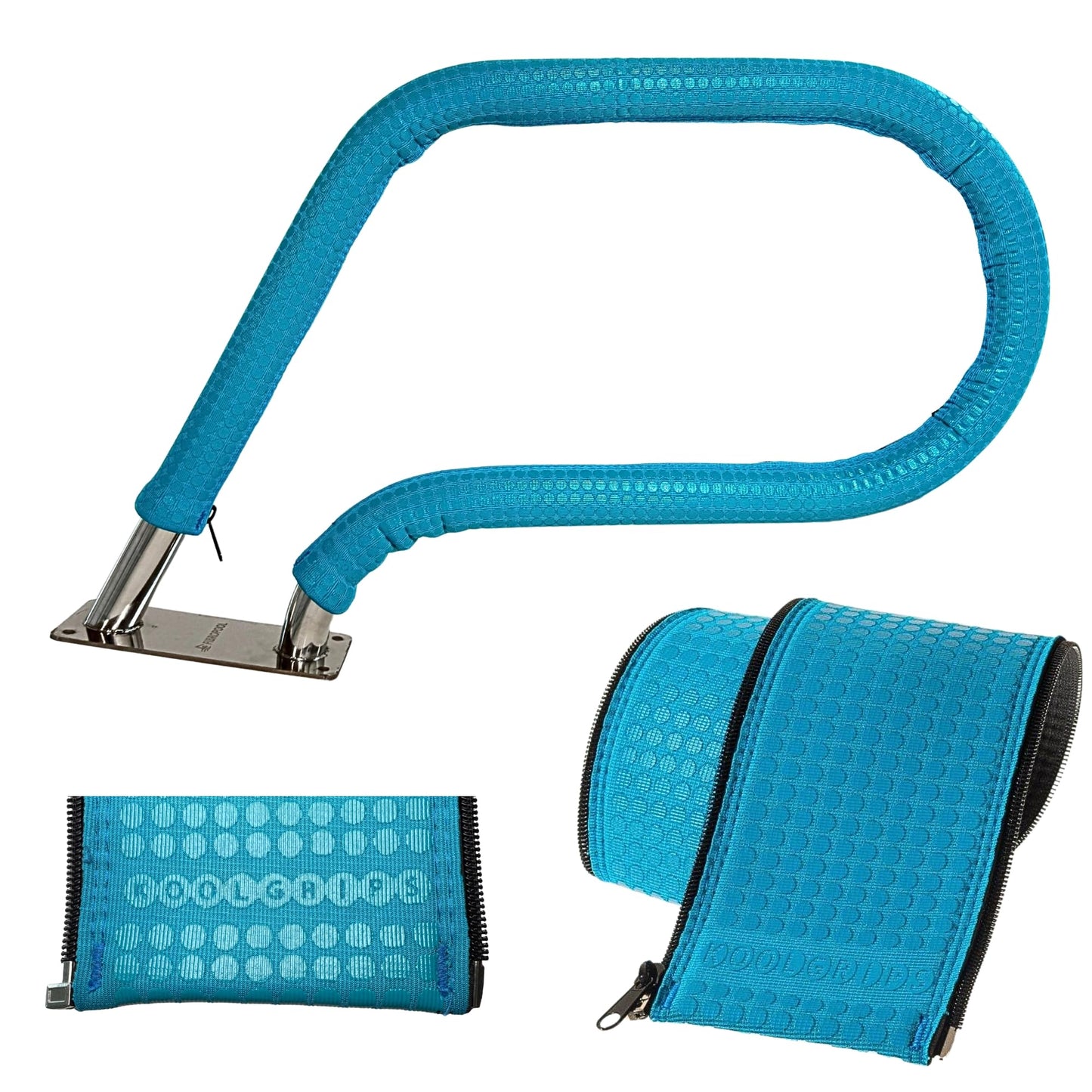 KoolGrips Comfort Cover 6 Foot Neoprene Zippered Hand Grip Rail Slip Cover Sleeve In Ground and Above Ground Swimming Pools, 1 Cover, Indian Teal Blue
