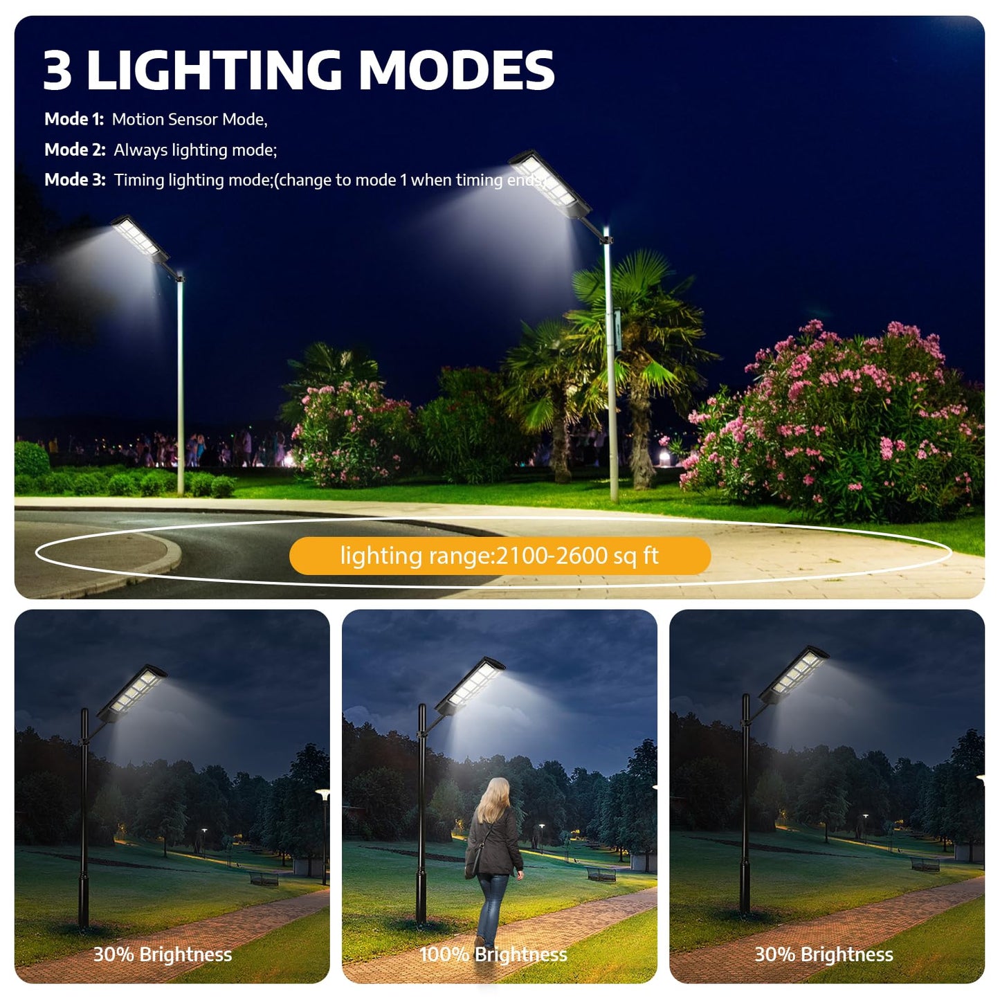 Xmart Solar Street Lights Outdoor Waterproof 80000LM 744 Upgraded LEDs Solar Parking Lot Lights Dusk to Dawn Solar Motion Flood Light Wide Angle Sensor and Remote Control for Area Pole Lighting Yard