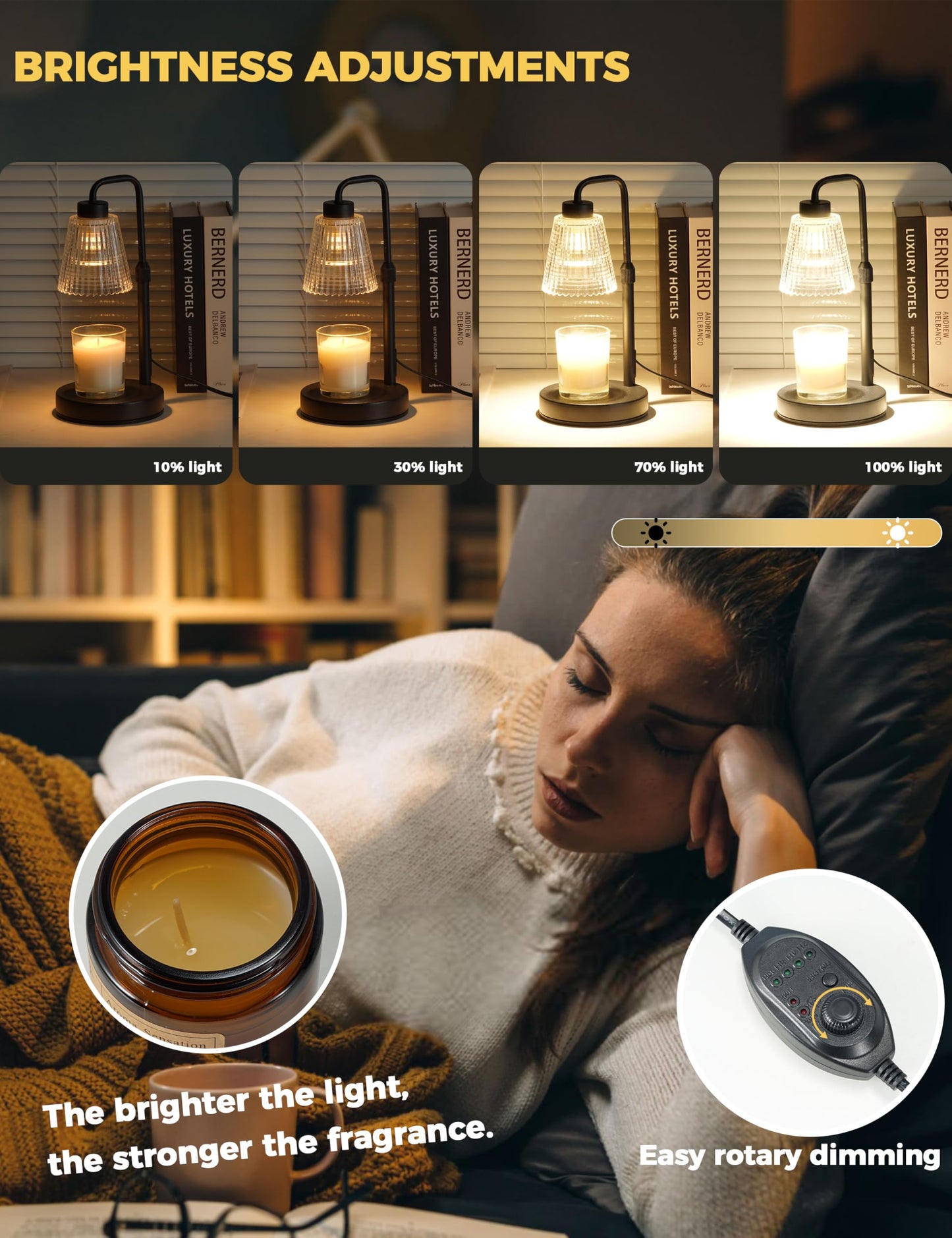 GODONLIF Candle Warmer Lamp with Timer Dimmable, Birthday Gifts for Women Mom, Home Decor Living Room Bedroom Decor, Wax Melt Warmer for Jar Candles with 2 Bulbs